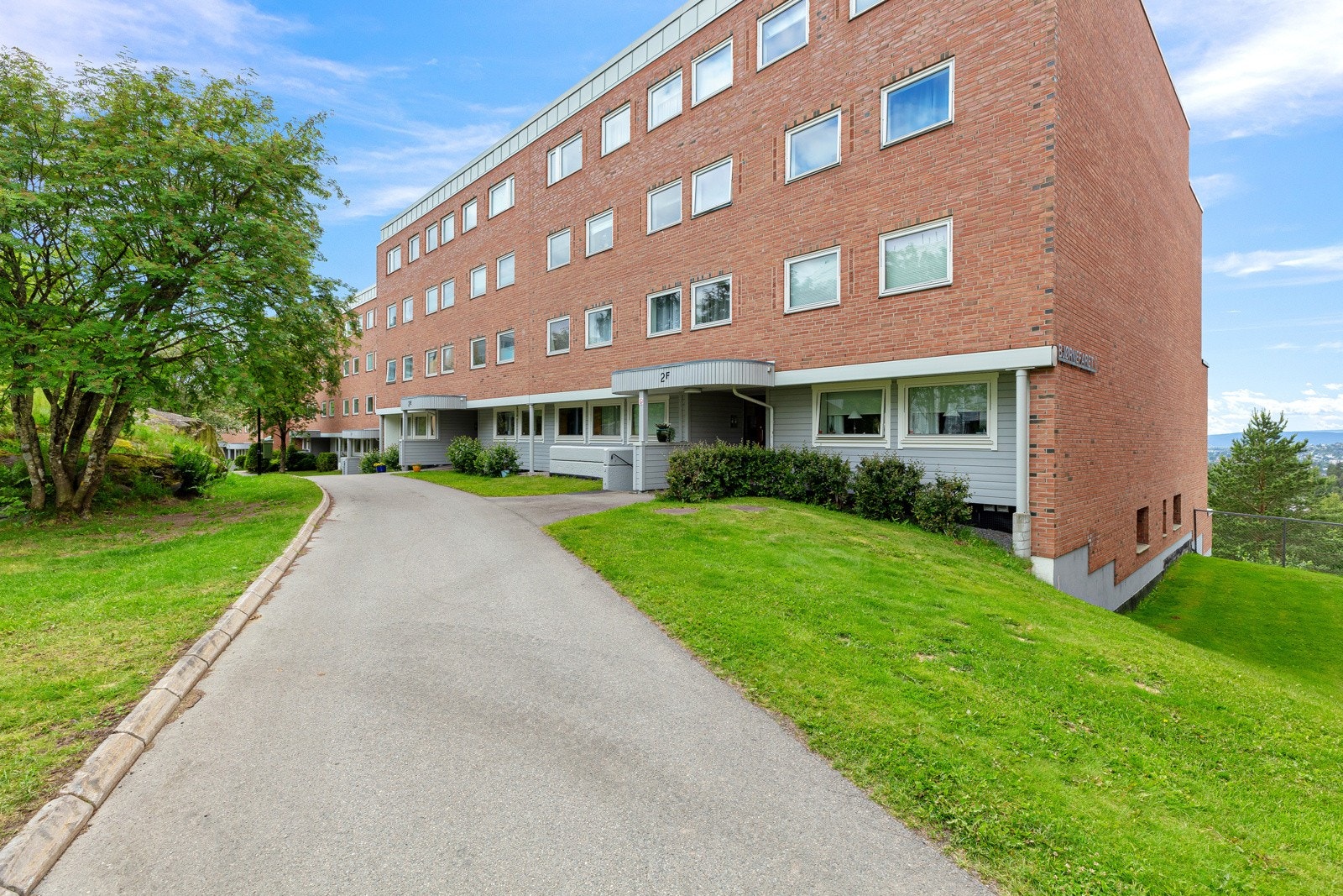 Gode naboer passer på å vedlikeholde og skape fin inngangsparti med blomster og prydbusker Galleribilde