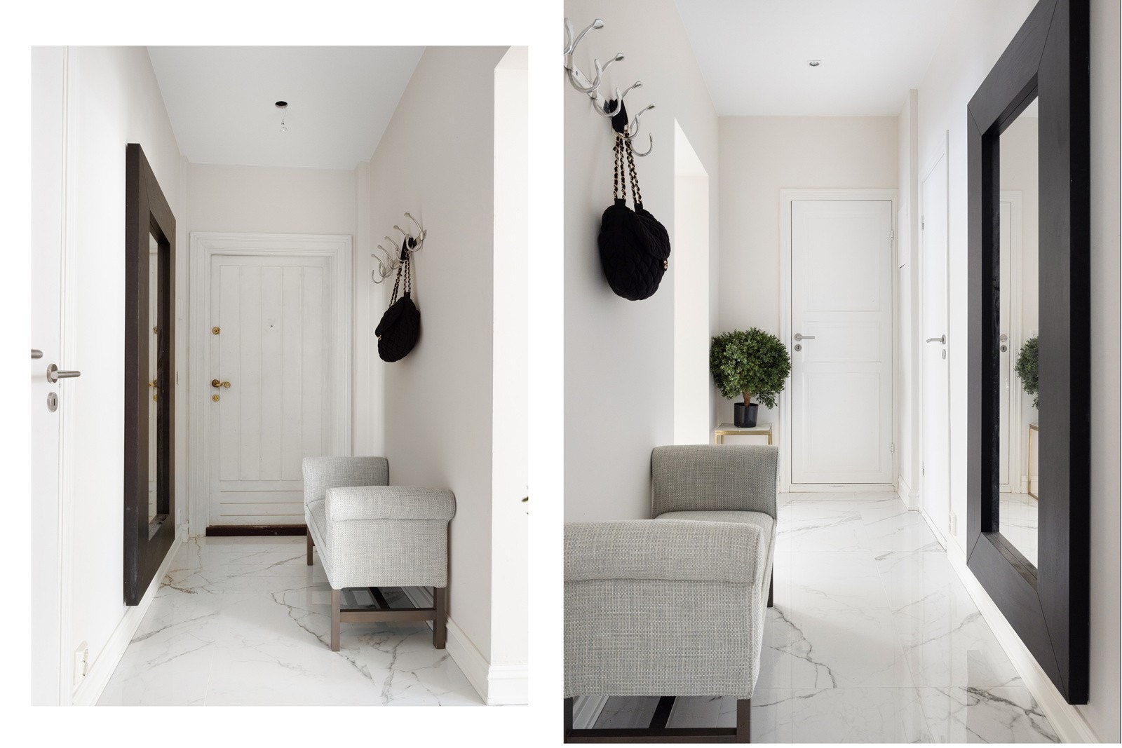 Entréen er med på å gi et godt førsteinntrykk av denne lekre leiligheten. Galleribilde