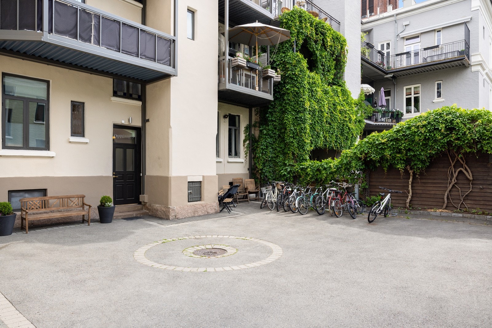 Felles sykkelparkering i sameiets bakgård. Galleribilde