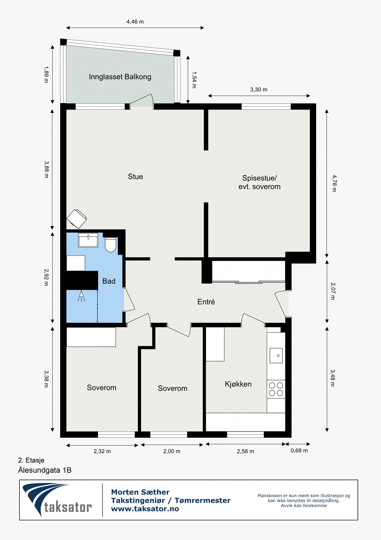 Plantegning - Leiligheten ligger i 2. etasje Galleribilde