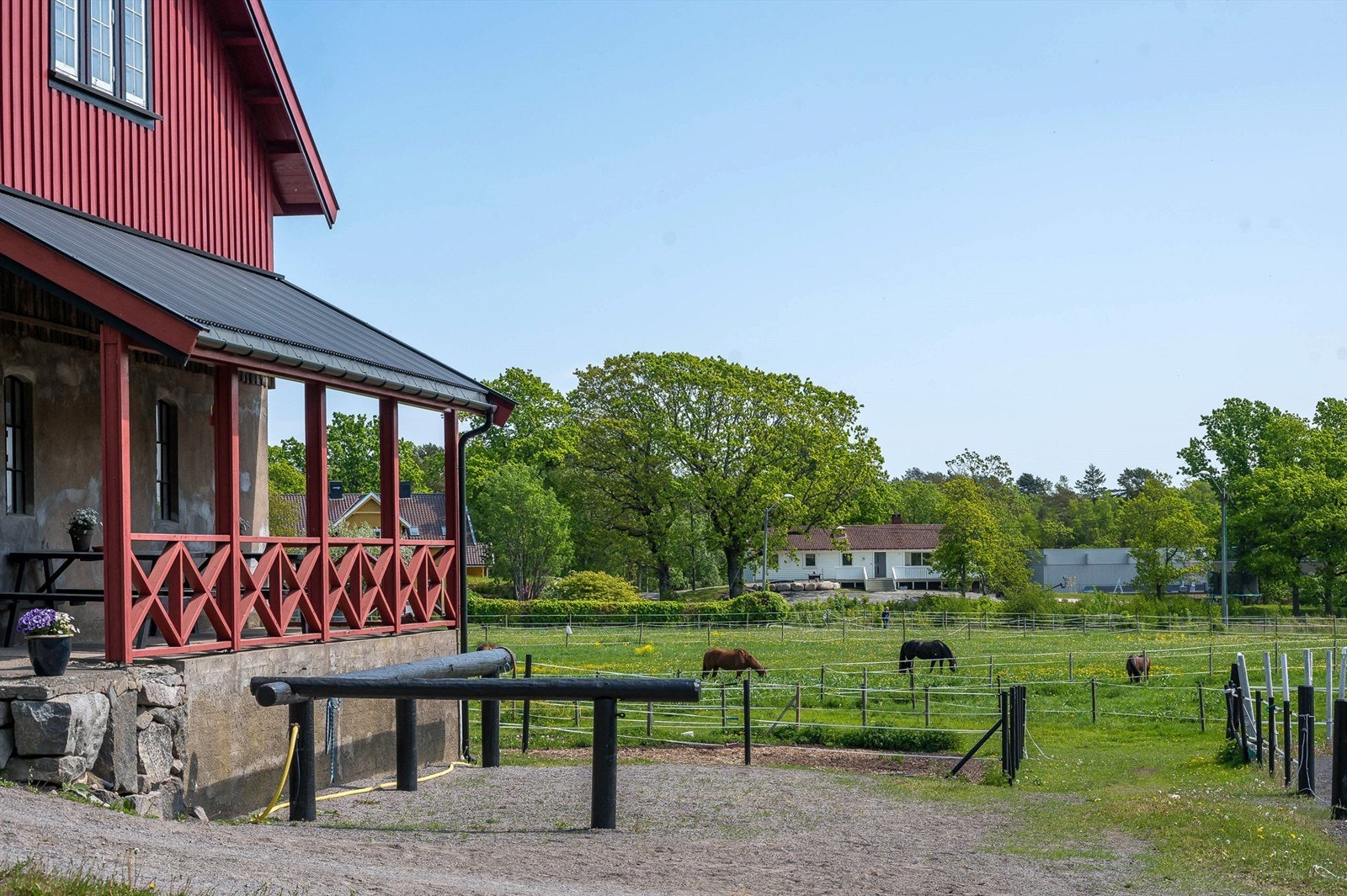 Tomten har store arealer tilrettelagt for hest med blant annet gruslagt ridebane og inngjerdete paddocker, samt beiteområder. Galleribilde