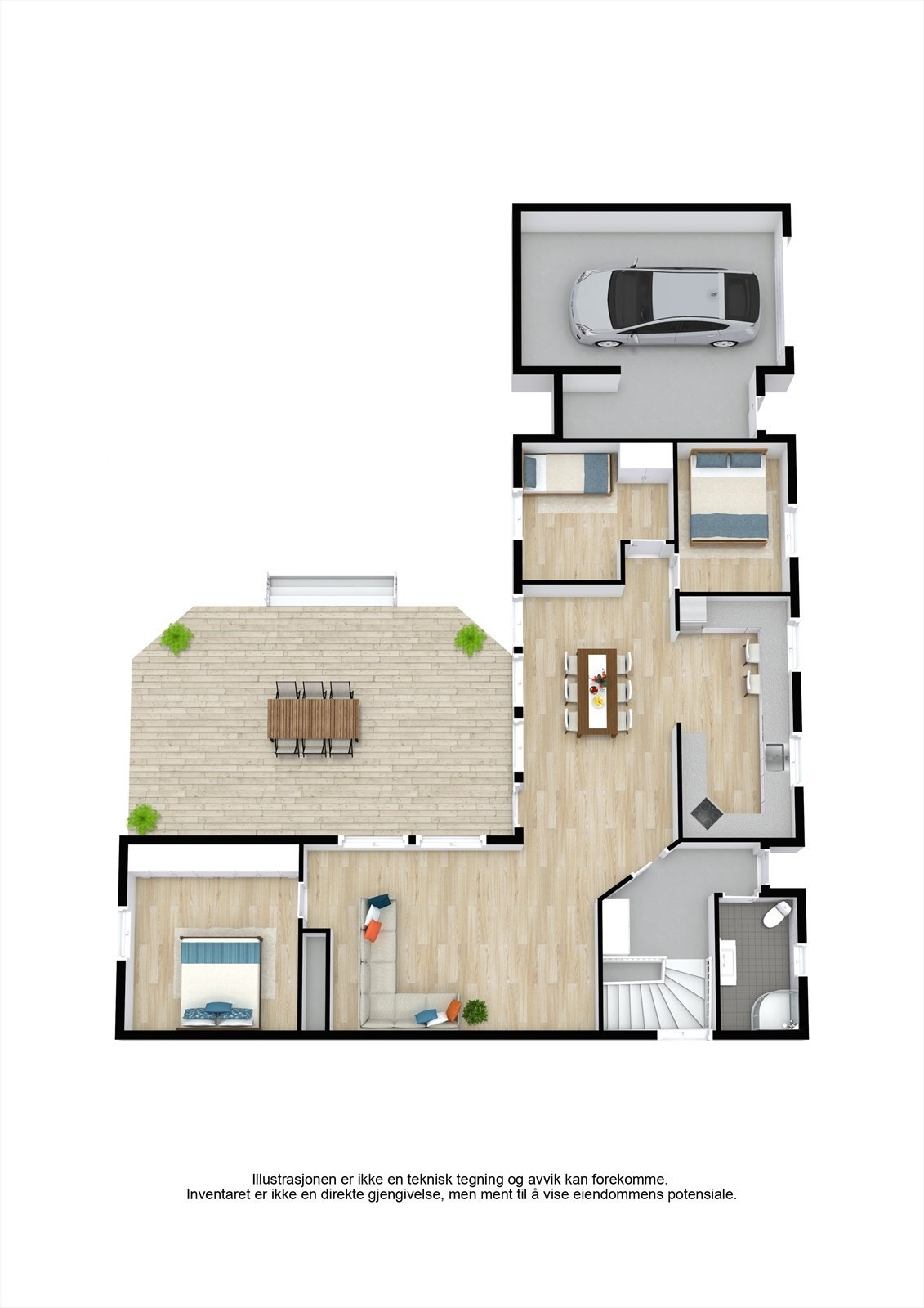 Plantegning 1. etg. enebolig Galleribilde