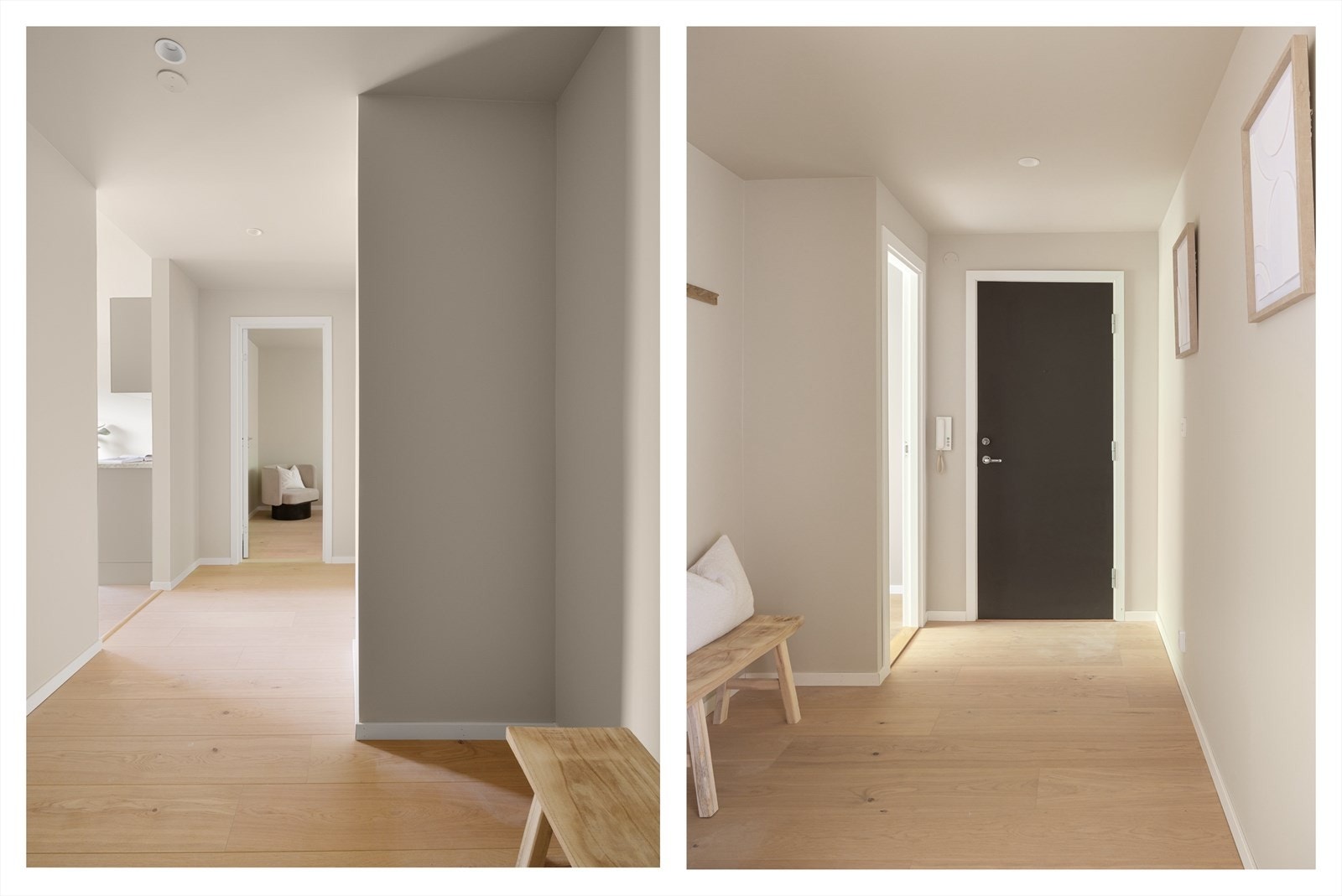 Det er rikelig med plass til garderobeskap, en skohylle eller kroker for yttertøyoppheng. For ytterligere oppbevaring har leiligheten to eksterne boder i kjeller. Galleribilde