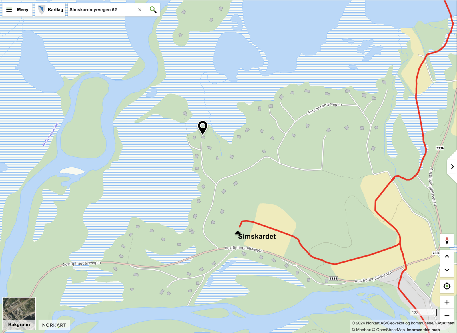 Prikken over i-en? Scooterløypa kan man enkelt koble seg på like i nærheten av eiendommen. Hytta er der markøren er. Galleribilde
