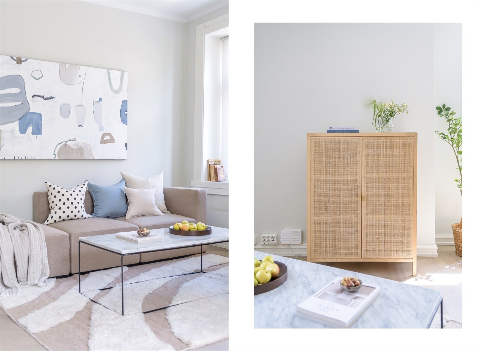 Overflatene er malt i en lekker fargepalett som matcher de lyse gulvene Galleribilde