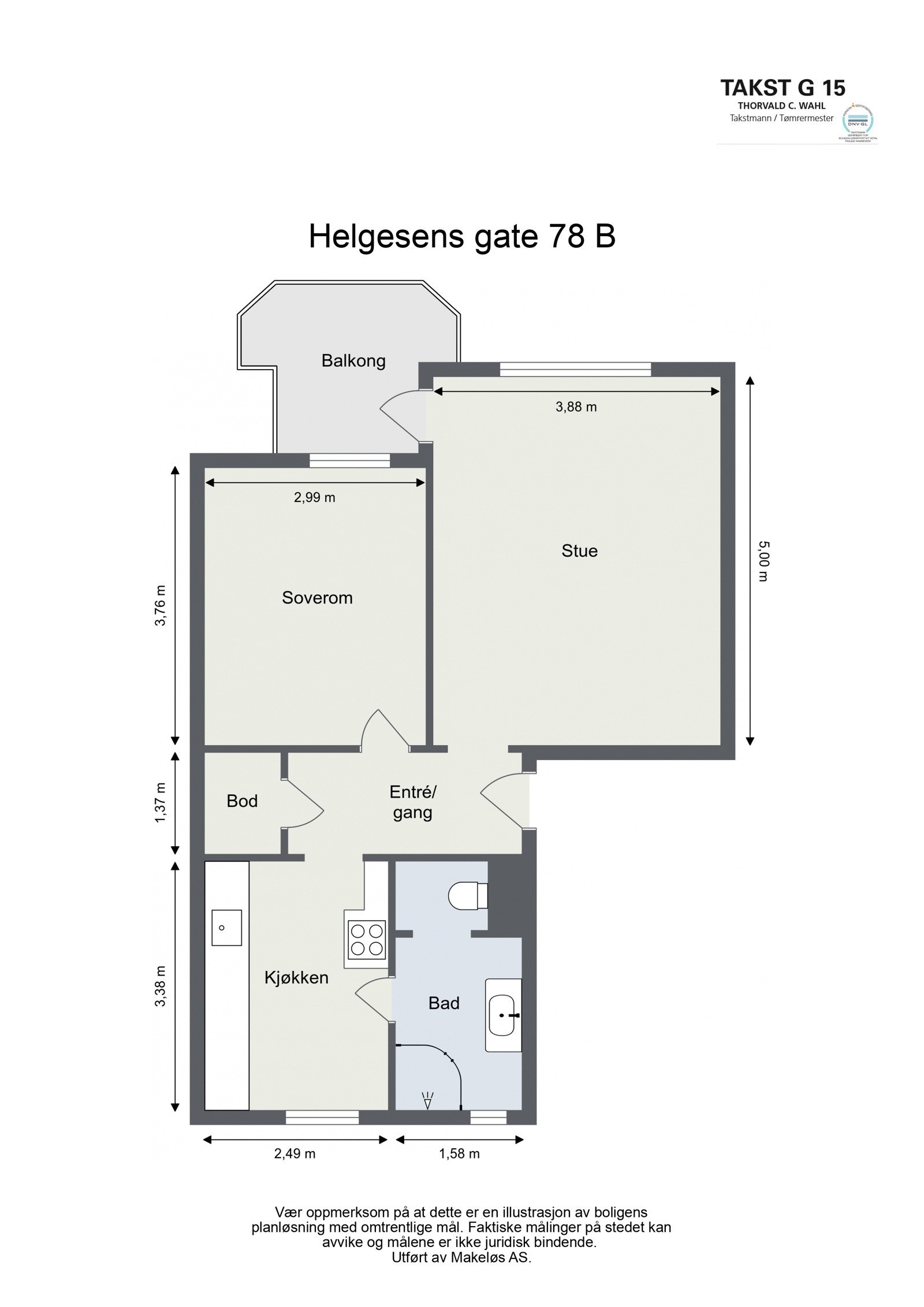 Helgesens gate 78 B - 2D Floor Plan. Galleribilde