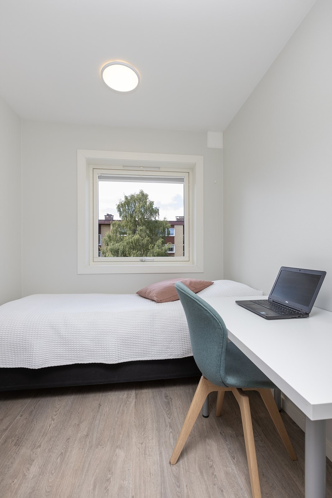 Plass til blant annet seng, skrivebord, kontorstol eller kommode/hylle. Laminatgulv med varmefolie Galleribilde