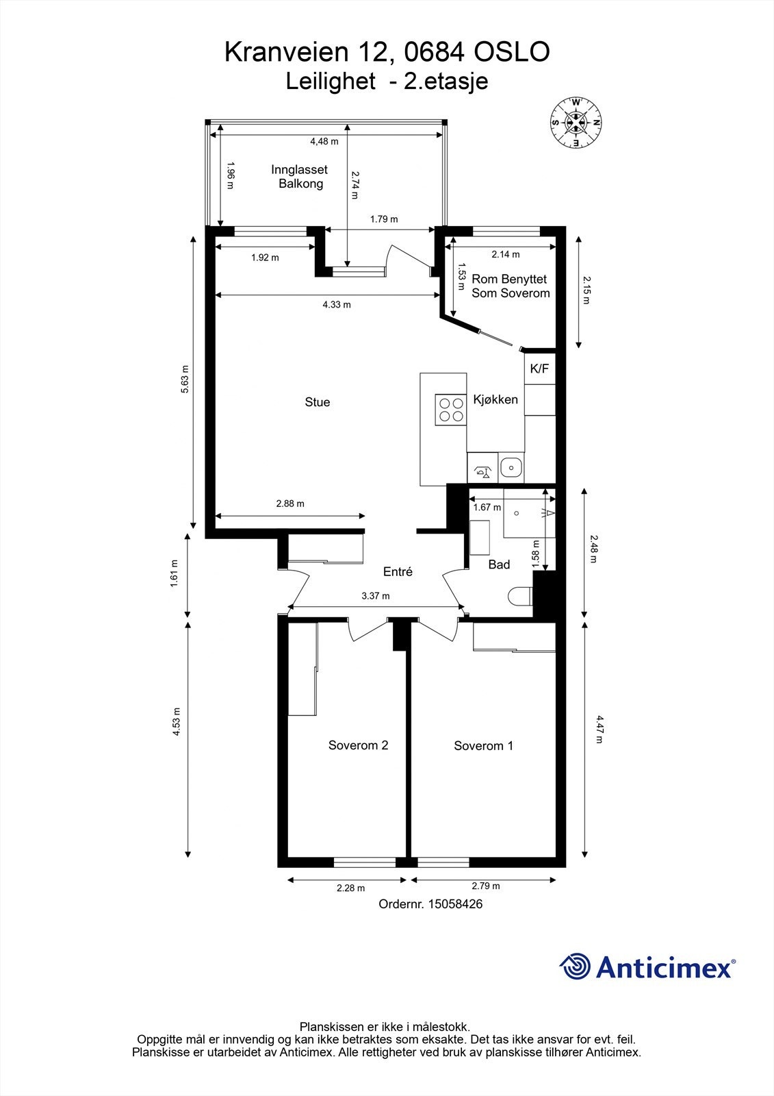 Målsatt plantegning Galleribilde