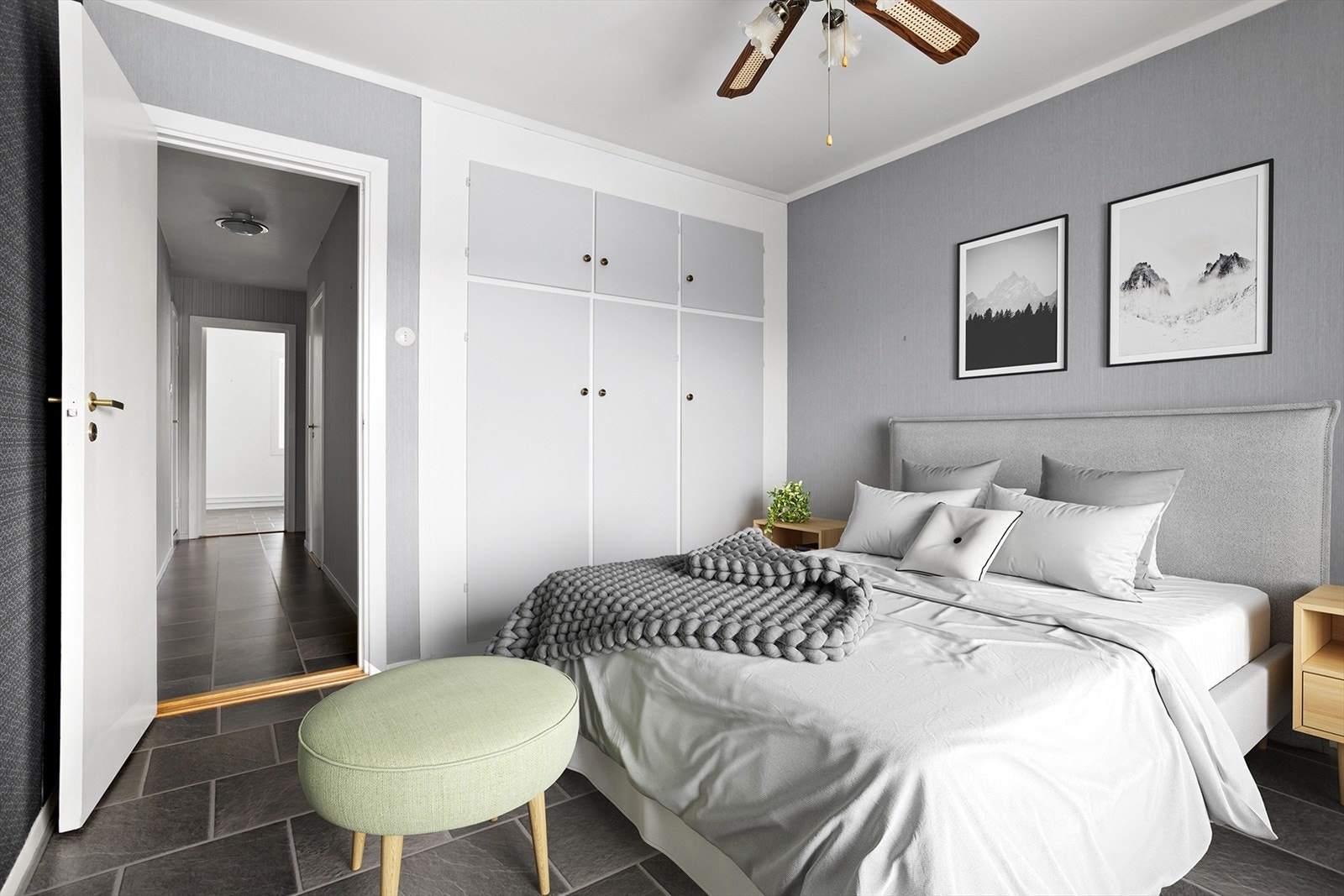 Lyst og trivelig soverom med god plass til dobbeltseng. Plassbygd garderobeskap. Galleribilde