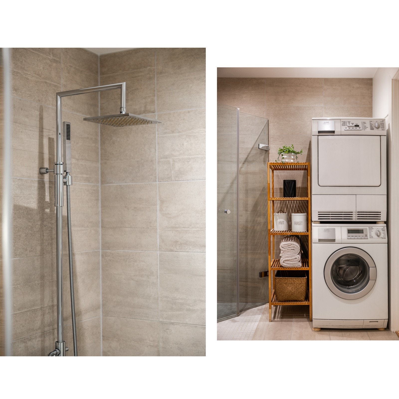 Badet har opplegg for vaskemaskin og avtrekksventil i himling. Galleribilde