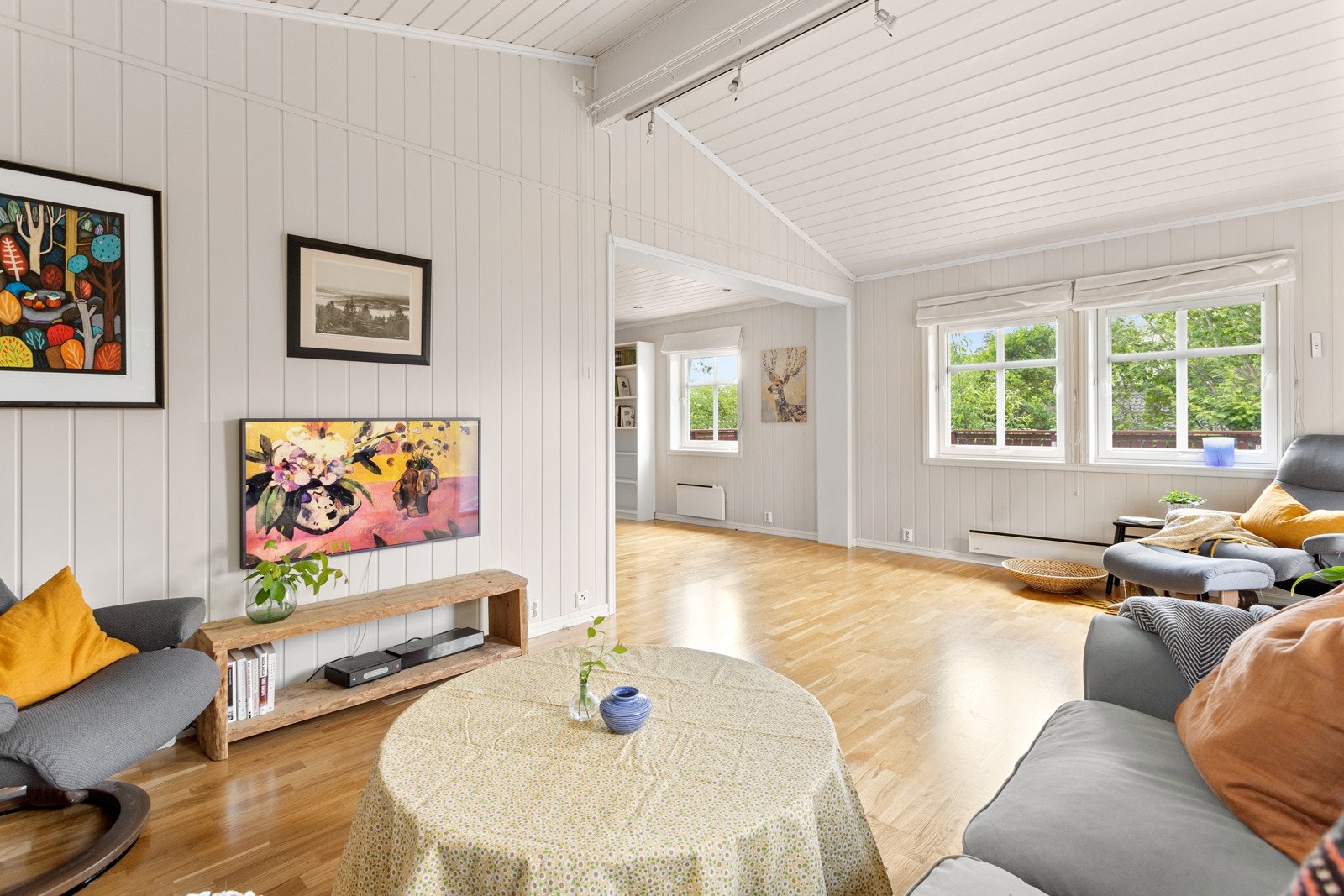Hyggelig hjørne hvor du har god plass til å til en sofa/tv-løsning. Galleribilde