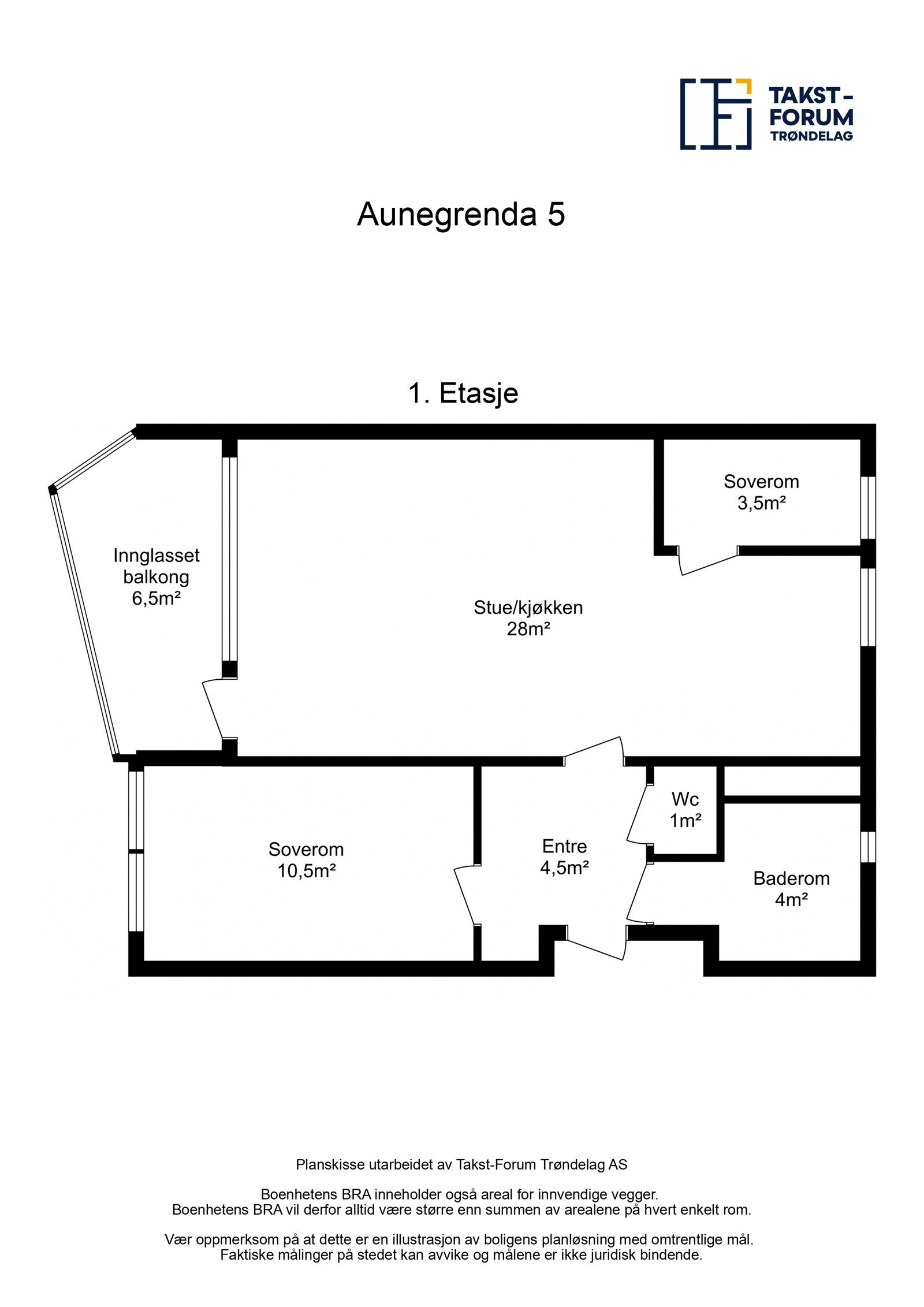 Planskisse målsatt av takstmann. Galleribilde