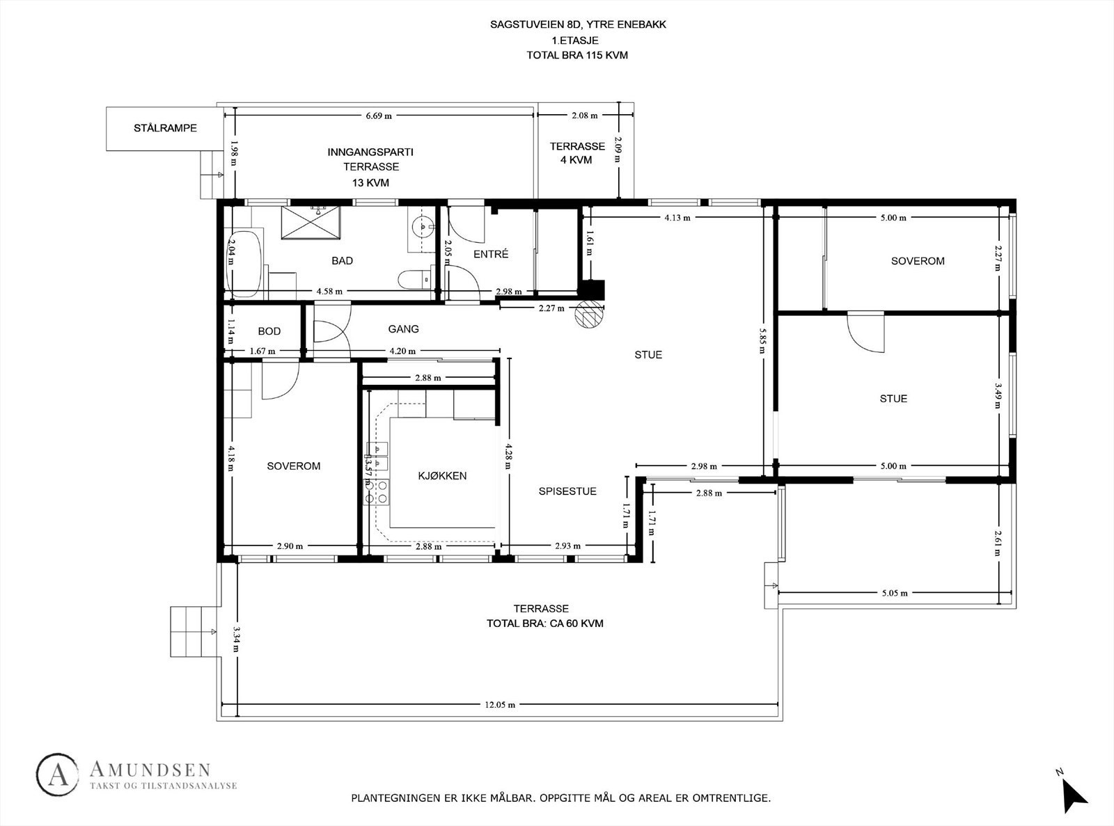1.etasje - planløsningen er nylig endret og det er satt inn en innvendig trapp mellom etasjene som går ned fra entréen til underetasjen. Galleribilde