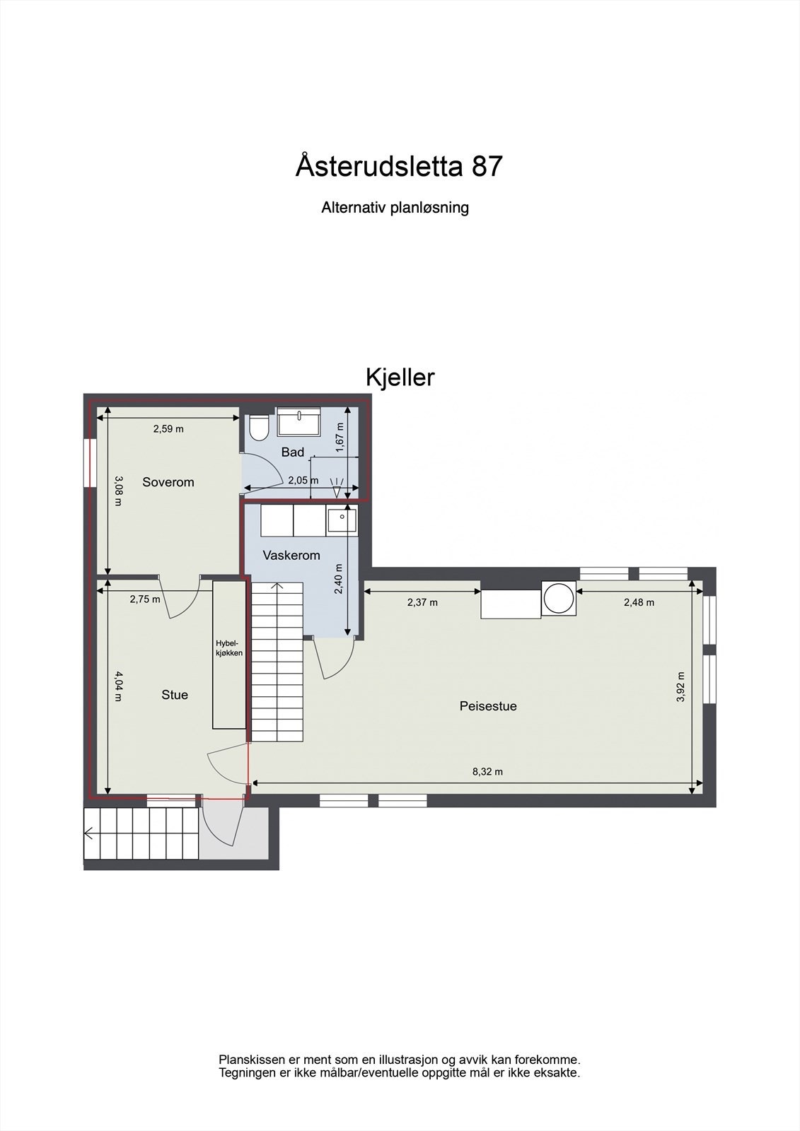 Alt. planløsning utleiedel Galleribilde