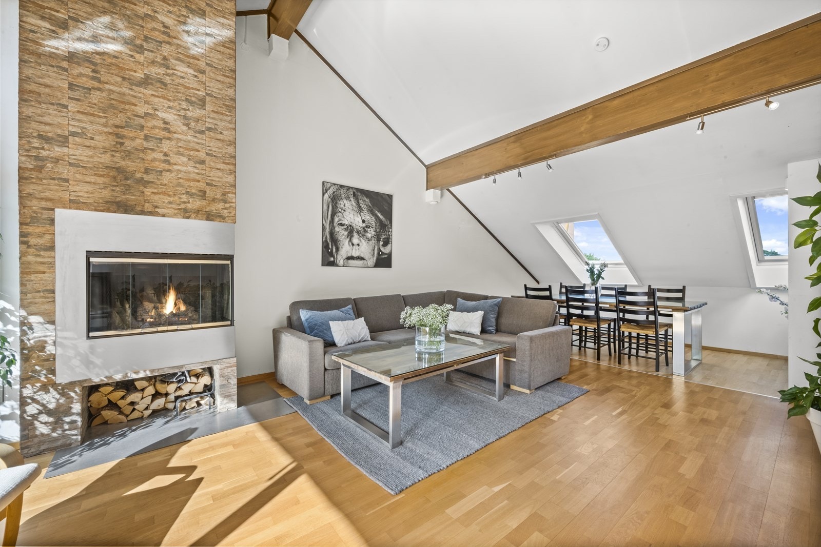 Hyggelig peis brukes til oppvarming i kaldeste vinterdager. Galleribilde