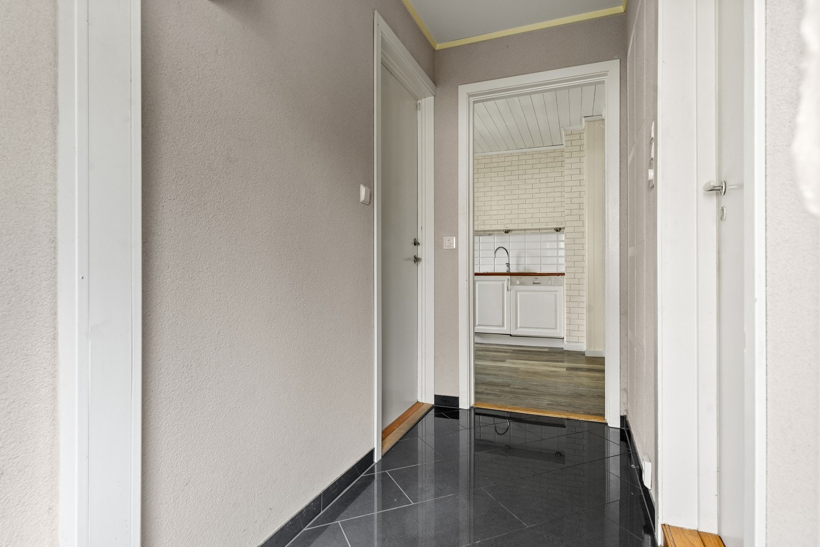 Entré med tilgang til bad og kjøkken som går videre inn i stue. Galleribilde