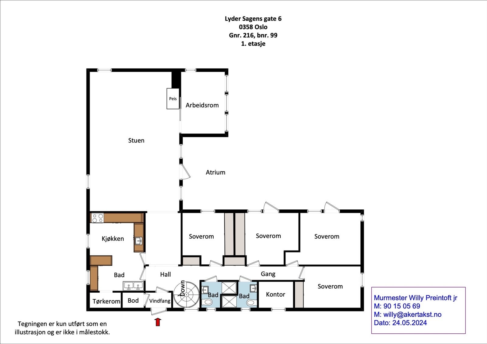 Plantegning 1. etasje Galleribilde
