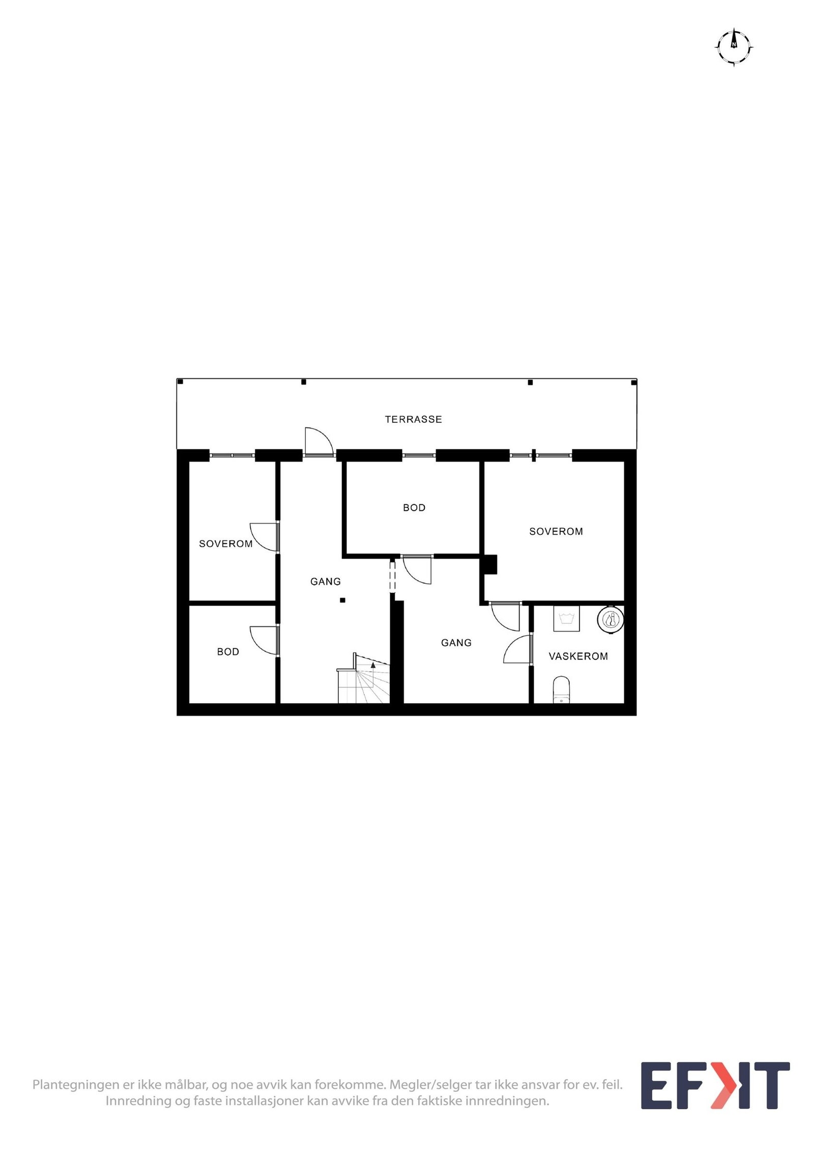 det er feil tekst. bod i midten er soverom og gang i midten er stove. Galleribilde