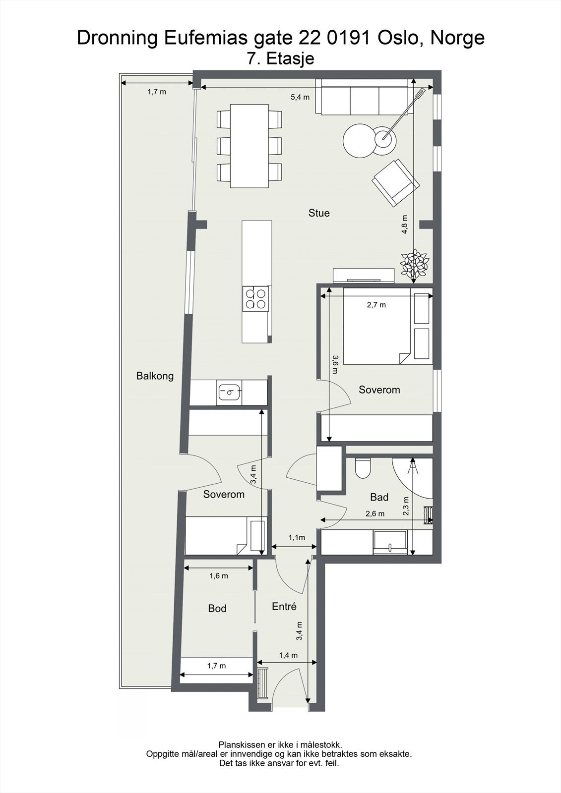 Plantegning: leiligheten har meget god arealutnyttelse. Galleribilde