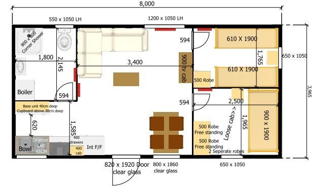 Planløsning (leveres også med dobbeltseng) Galleribilde