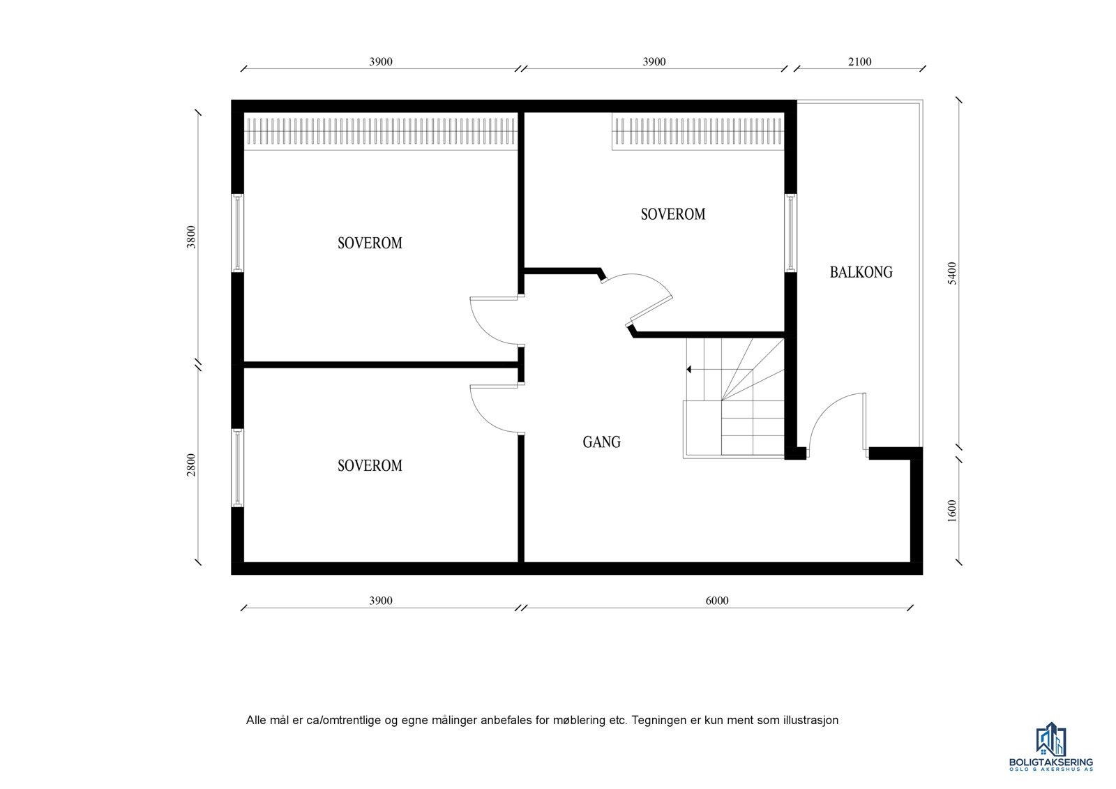 2. etg: Gang, 3 soverom. Galleribilde