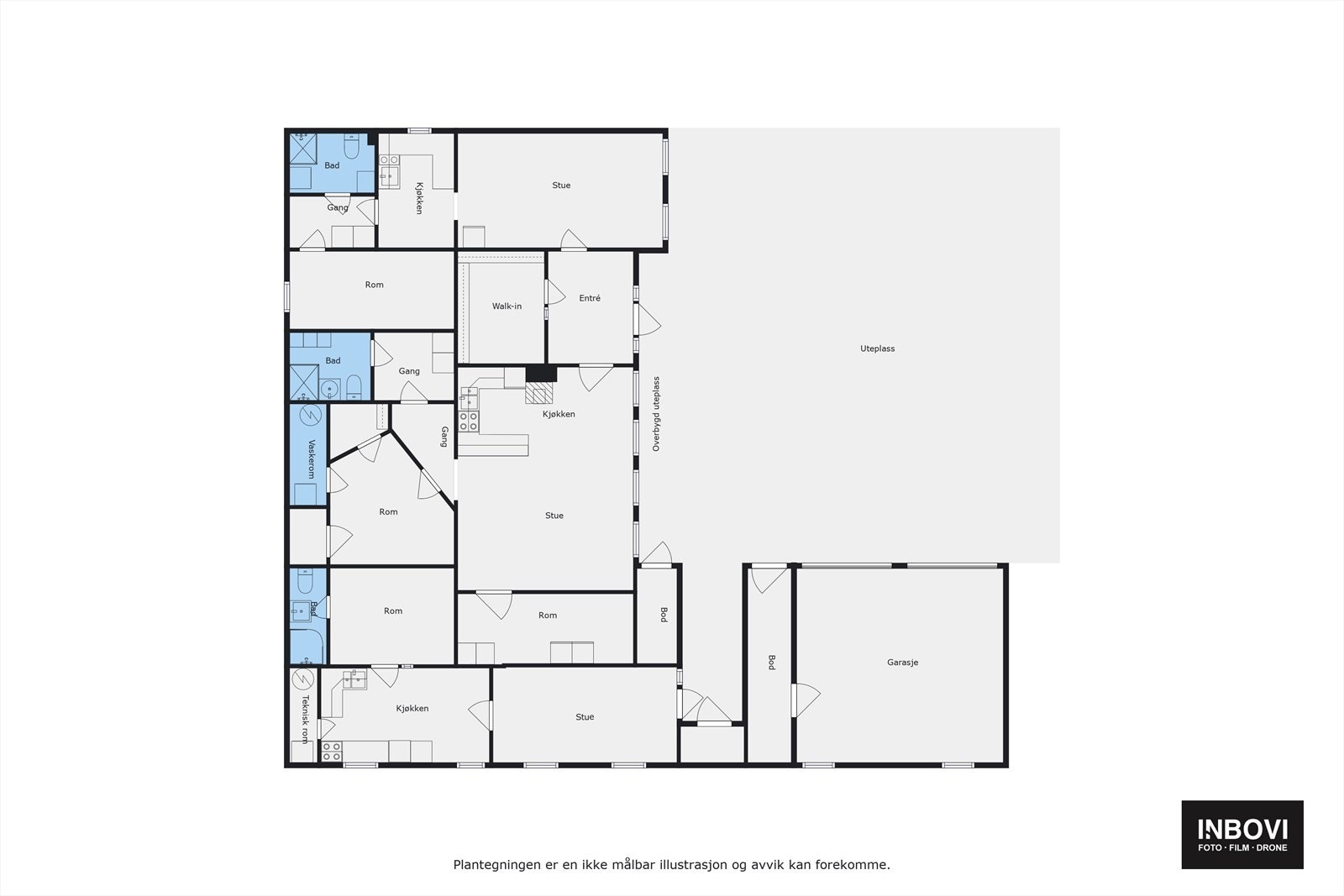 Plantegning sokkeletasje med 3 hybler Galleribilde
