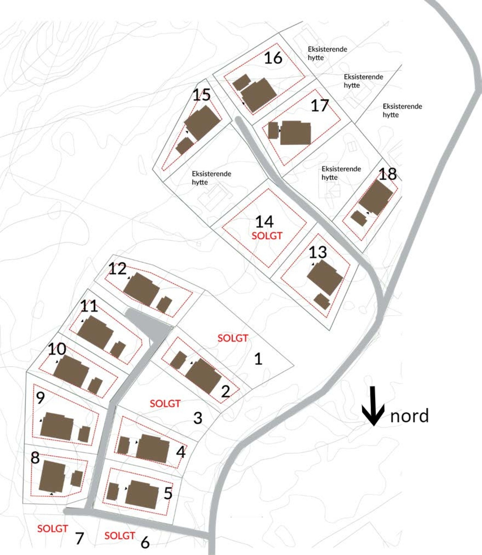 Tomtekart (kun tomt 5 er ledig) Galleribilde