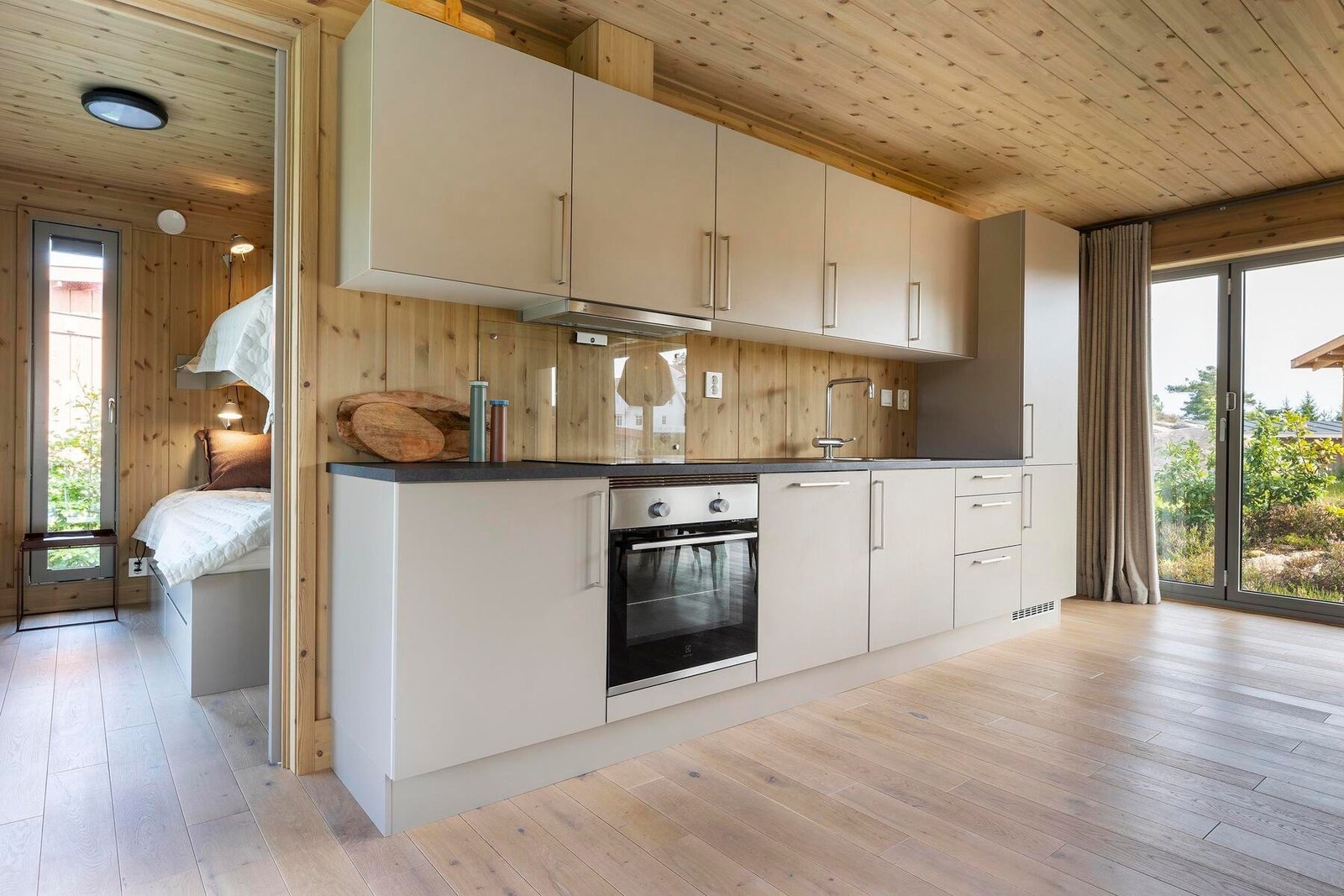 Foto fra visningshytte på Sydri, Kragerø som er en Sommer Vy2 modell. Galleribilde