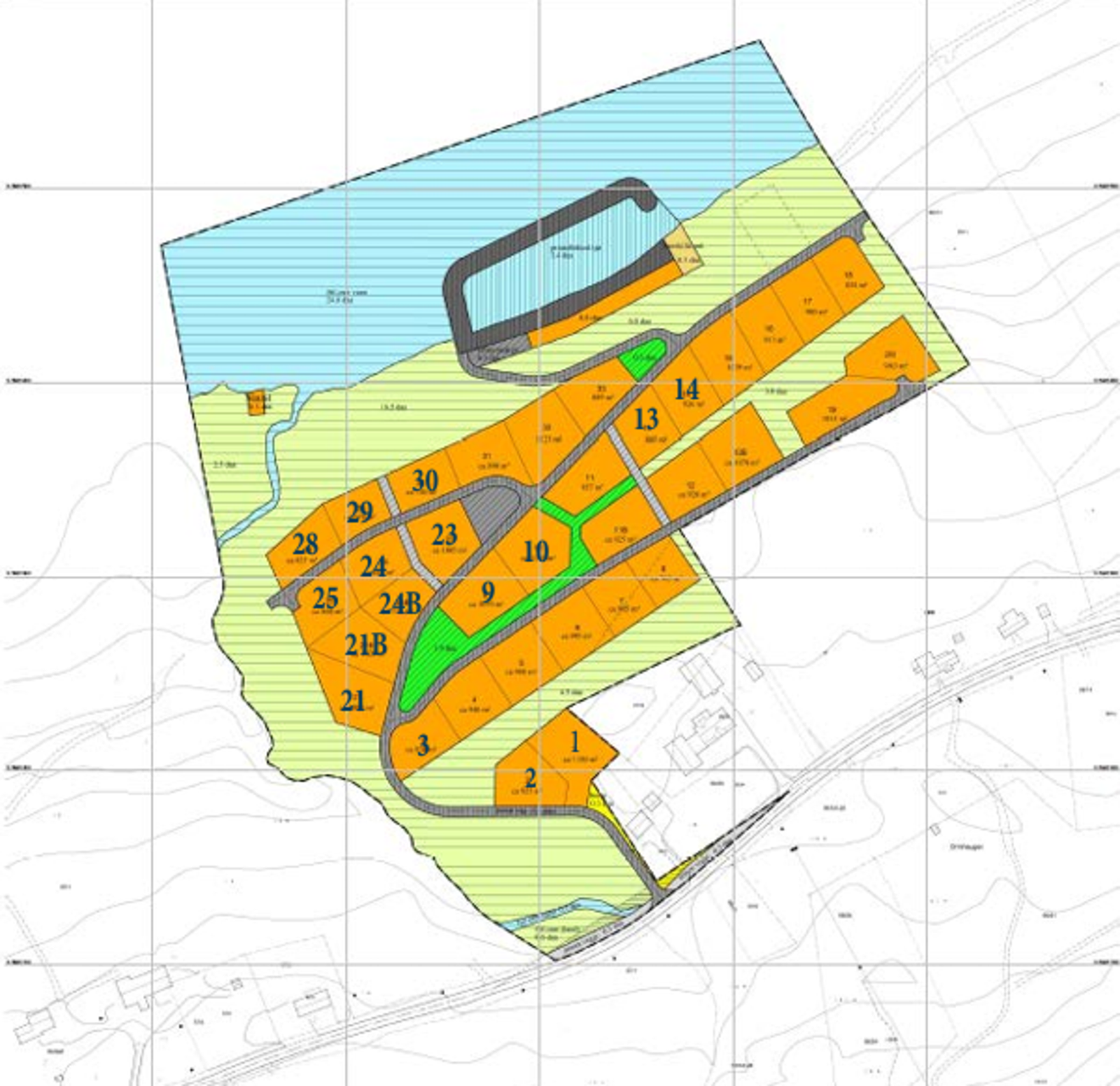 Tomtekart. I annonsen er tomt 23 priset med hytte på tomt Galleribilde
