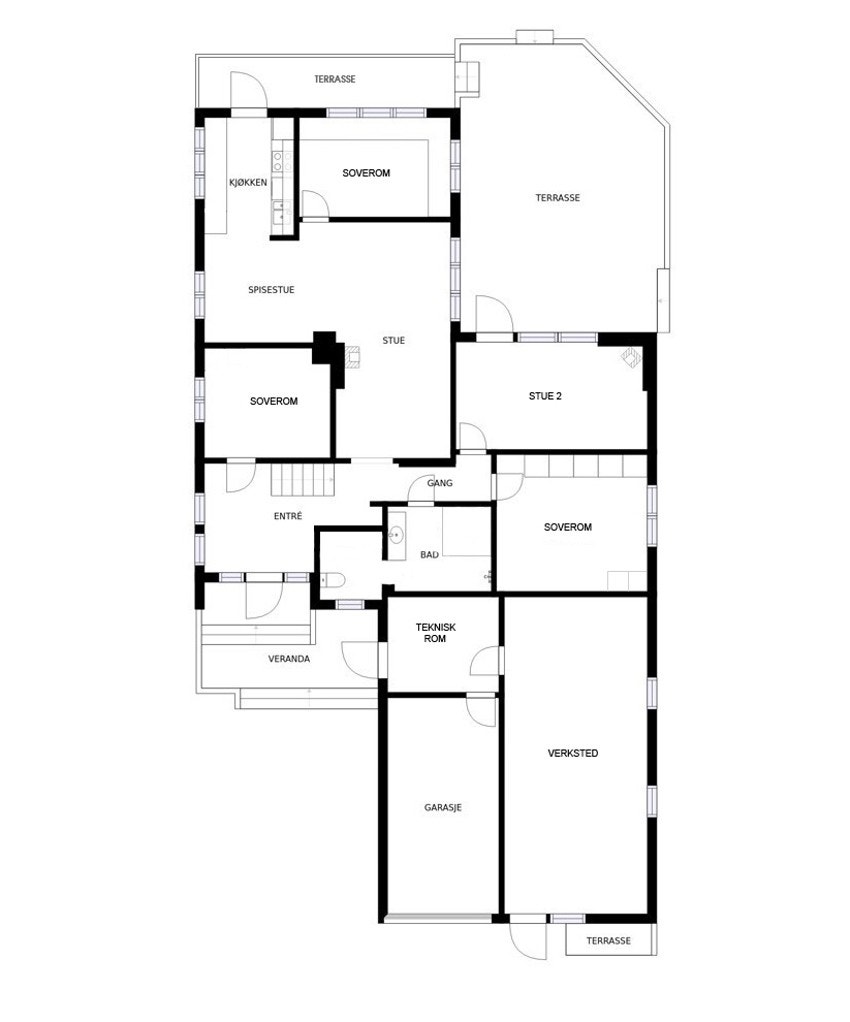 Plantegning 1. etasje Galleribilde
