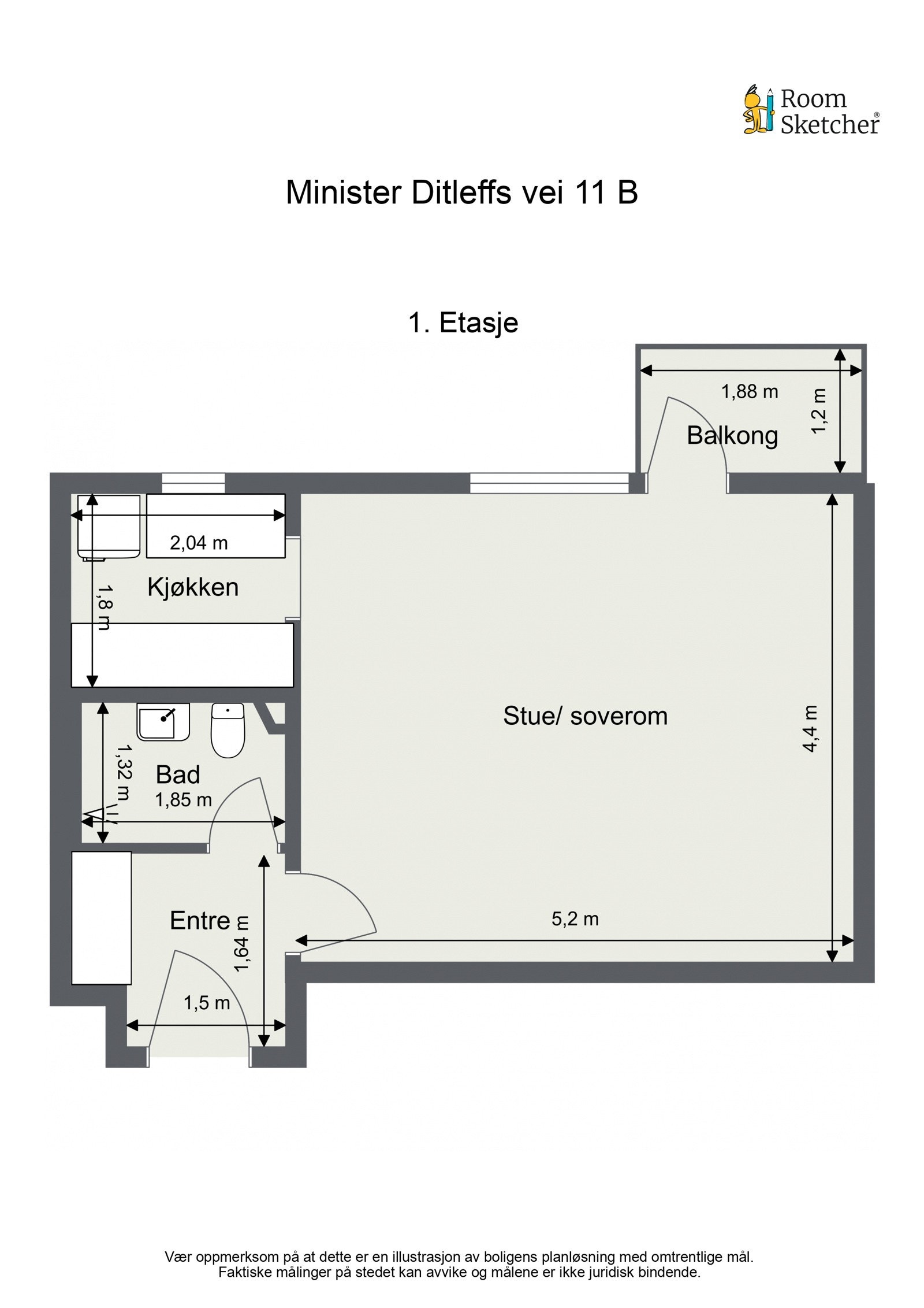 Planløsning, mange i brl. har flyttet kjøkken ut i stuen. Galleribilde