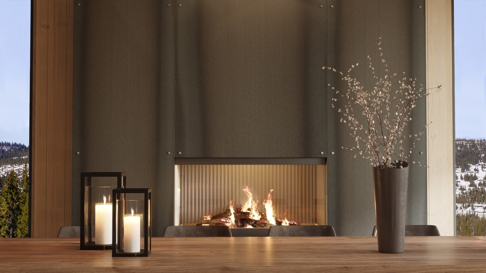 I stuen medfølger det en gasspeis type VLS 55L. Bildet kan avvike fra faktisk leveranse Galleribilde