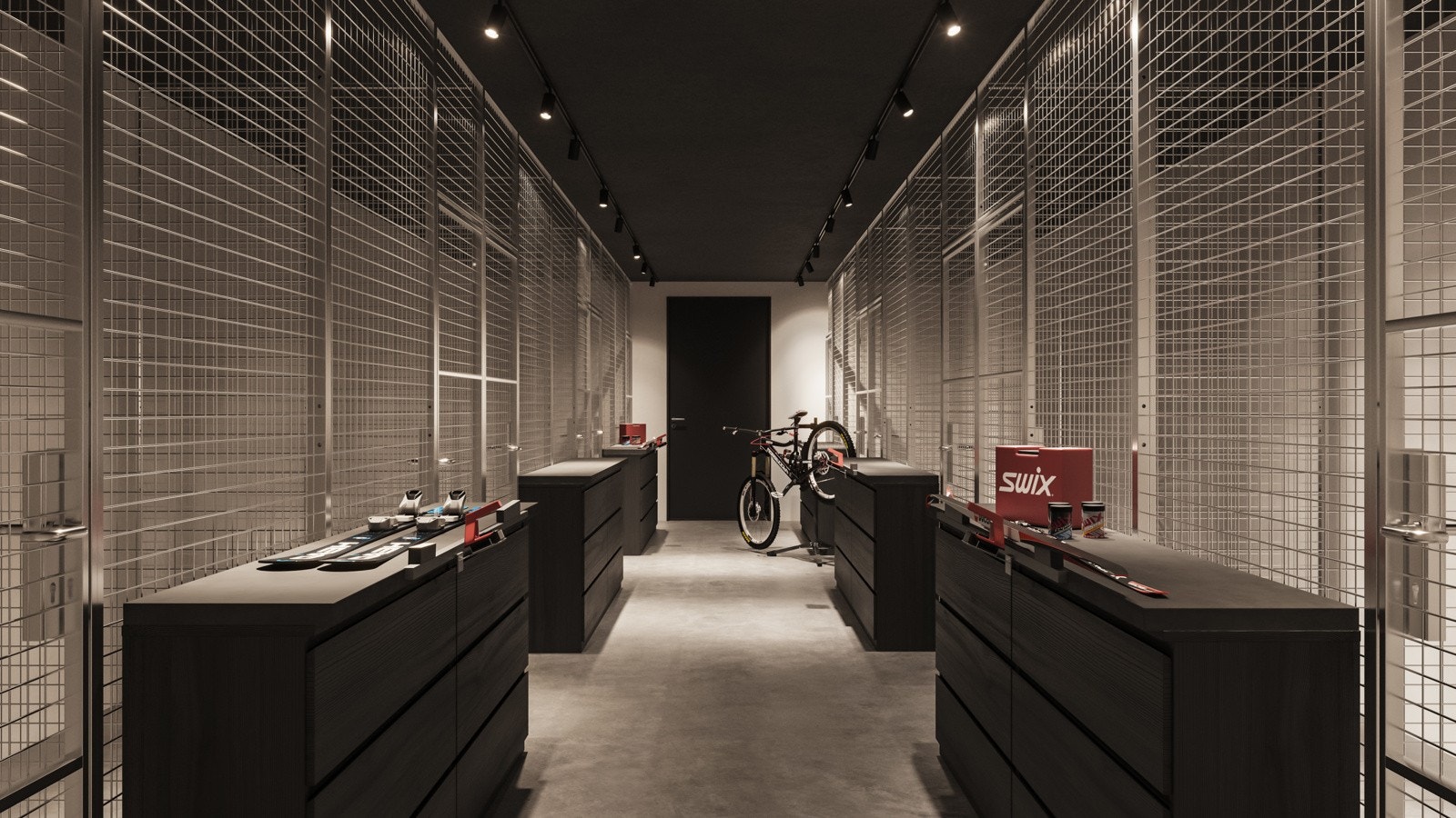 Visualisering av boder og skiprepperom. Bildet kan avvike fra faktisk leveranse. Galleribilde