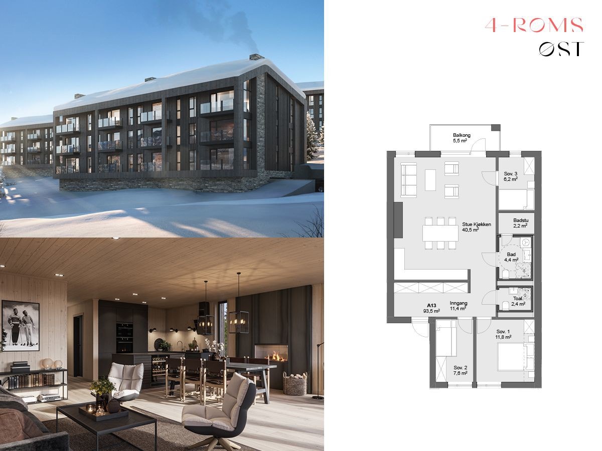 4-roms øst A13 A23 Galleribilde