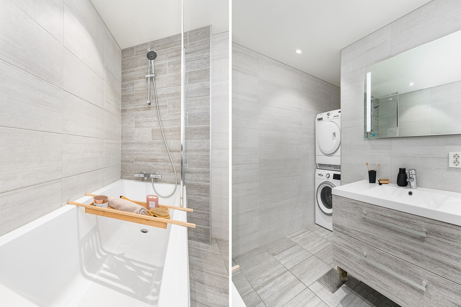 Samtidig med renovering ble badet noe utvidet med en dedikert nisje til vaskesøyle. Galleribilde