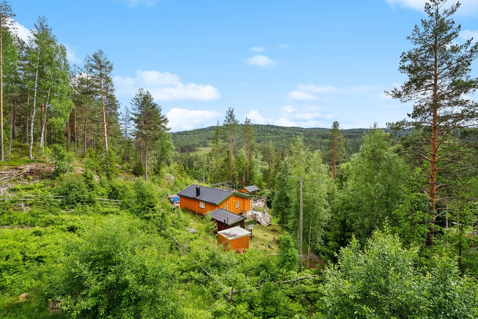 Hytta ligger fint til for seg selv i idylliske omgivelser. Galleribilde
