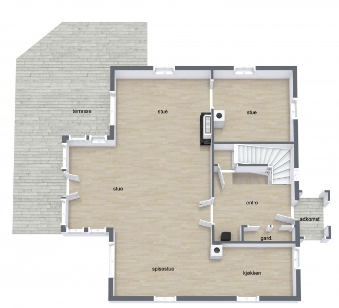 Plantegning 1. etasje Galleribilde