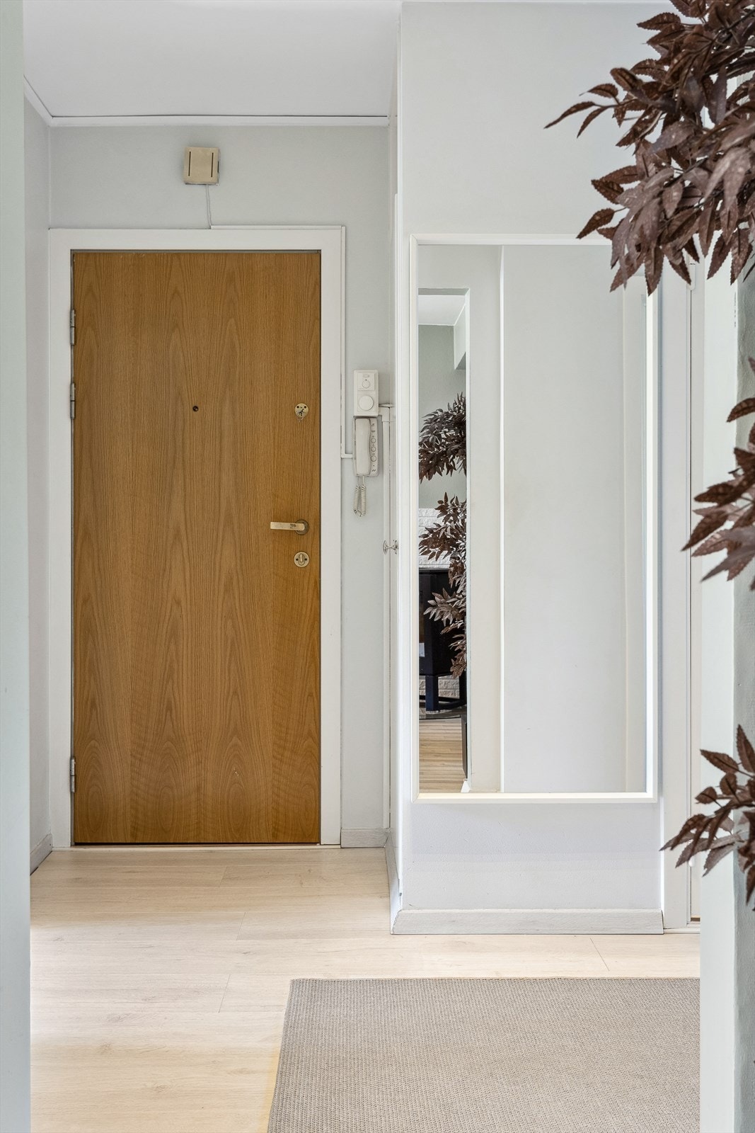 Entreen er innbydende og gir et godt førsteinntrykk av denne flotte leiligheten. Galleribilde