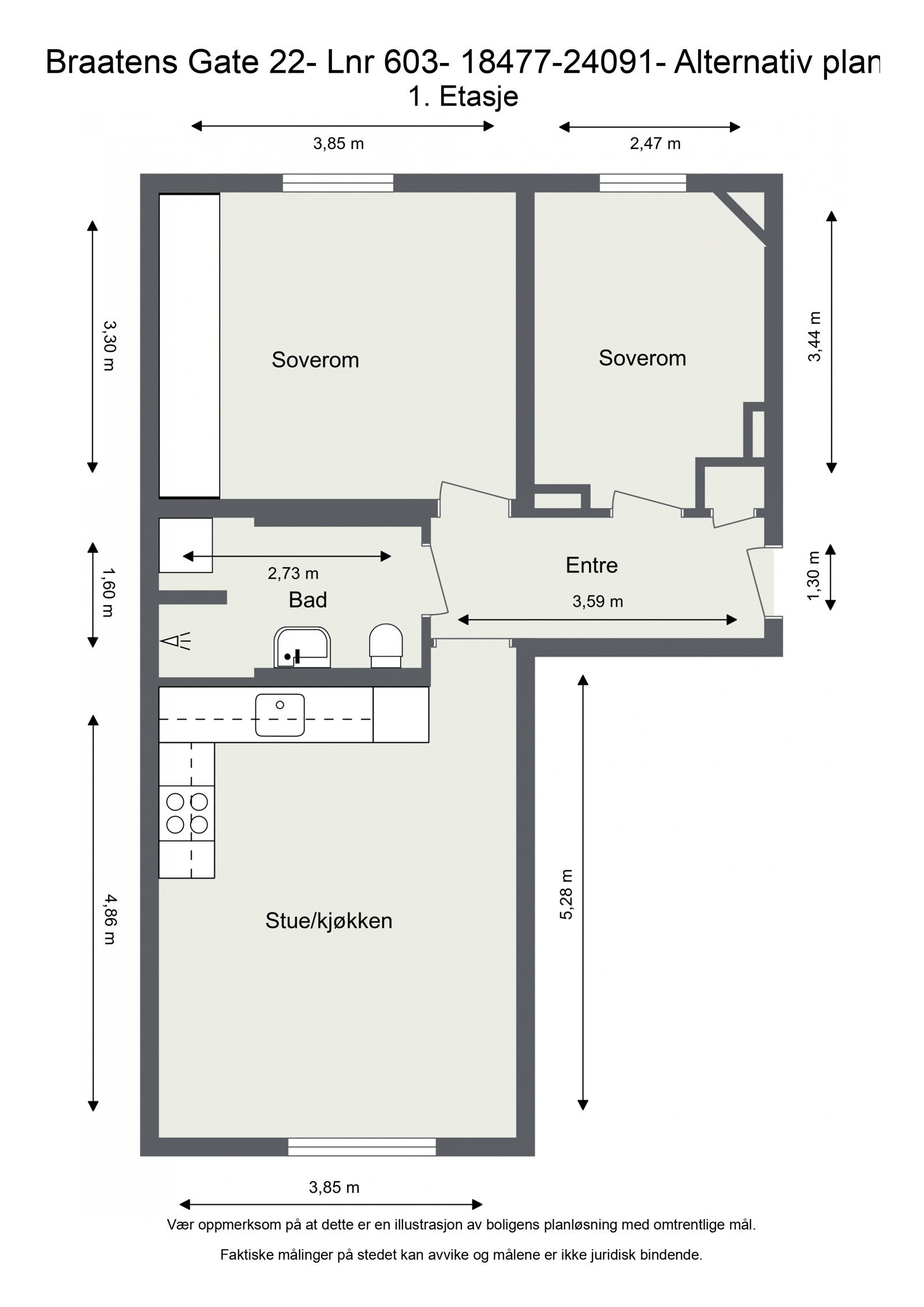Separat kjøkken er kjempefint - vi nevner bare at enkelte naboer har flyttet kjøkken inn i stue, for å etablere et ekstra soverom. Dette kan være søknadspliktig til Oslo kommune. Det er ikke tillatt å trekke rør via kjeller. Galleribilde