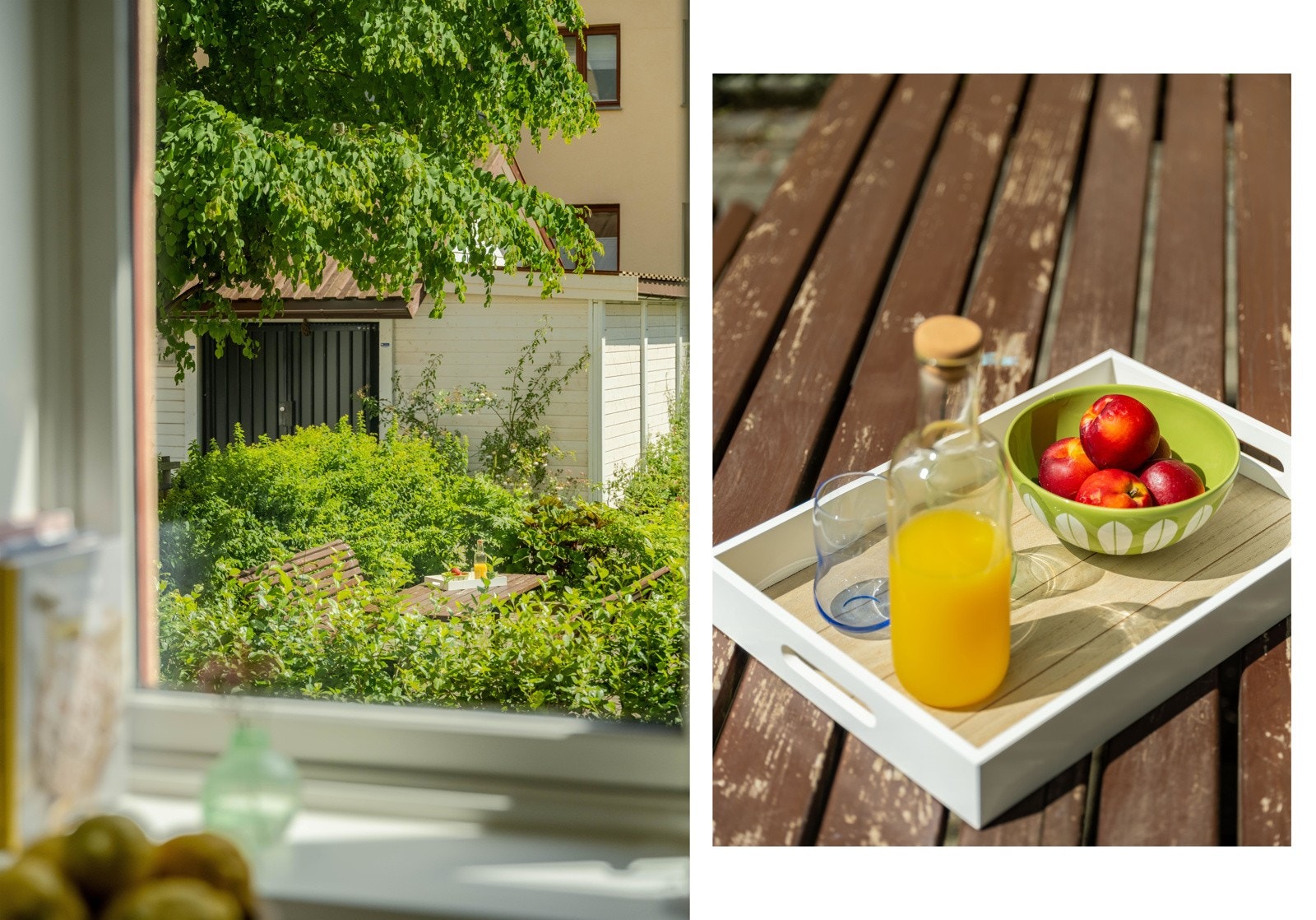 Vi dekker ofte på til middag her, og har gassgrill i boden som enkelt kan tas frem. Siden vi bor i første etasje får vi brukt den utrolig mye, og det er spesielt koselig å invitere til gjester her. Sitat selger Galleribilde