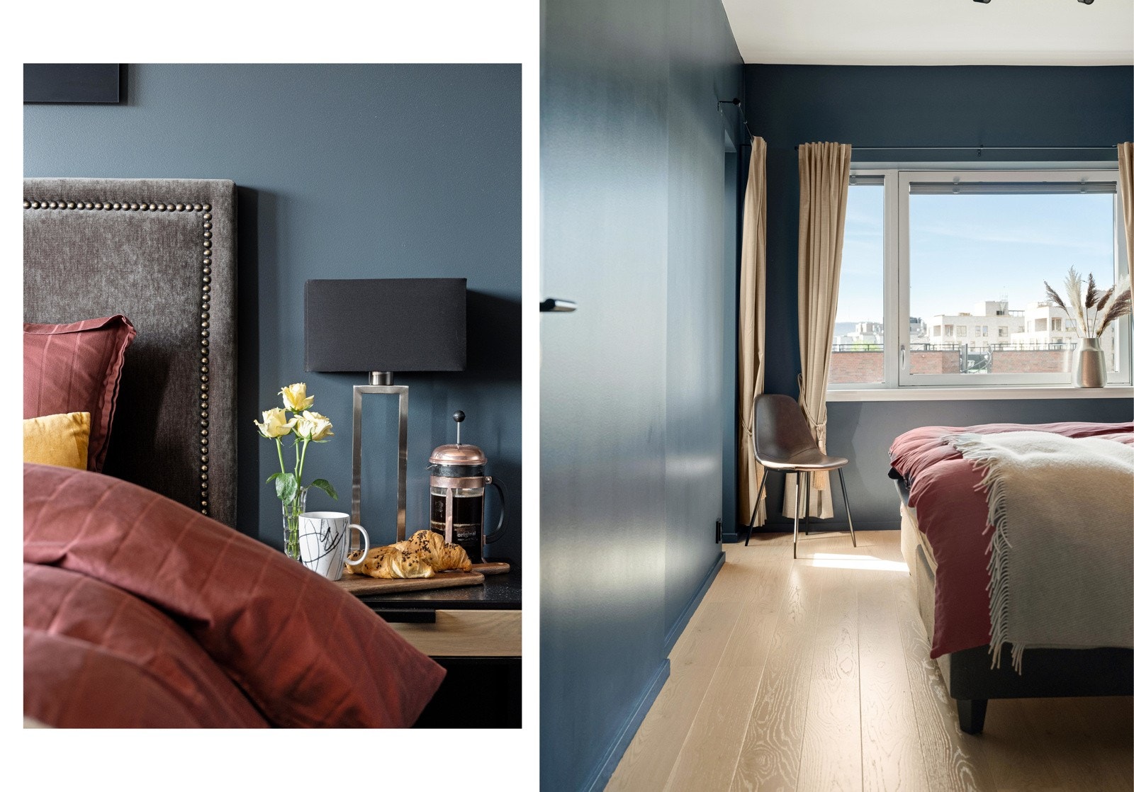 Det er god plass til dobbeltseng og nattbord. Galleribilde