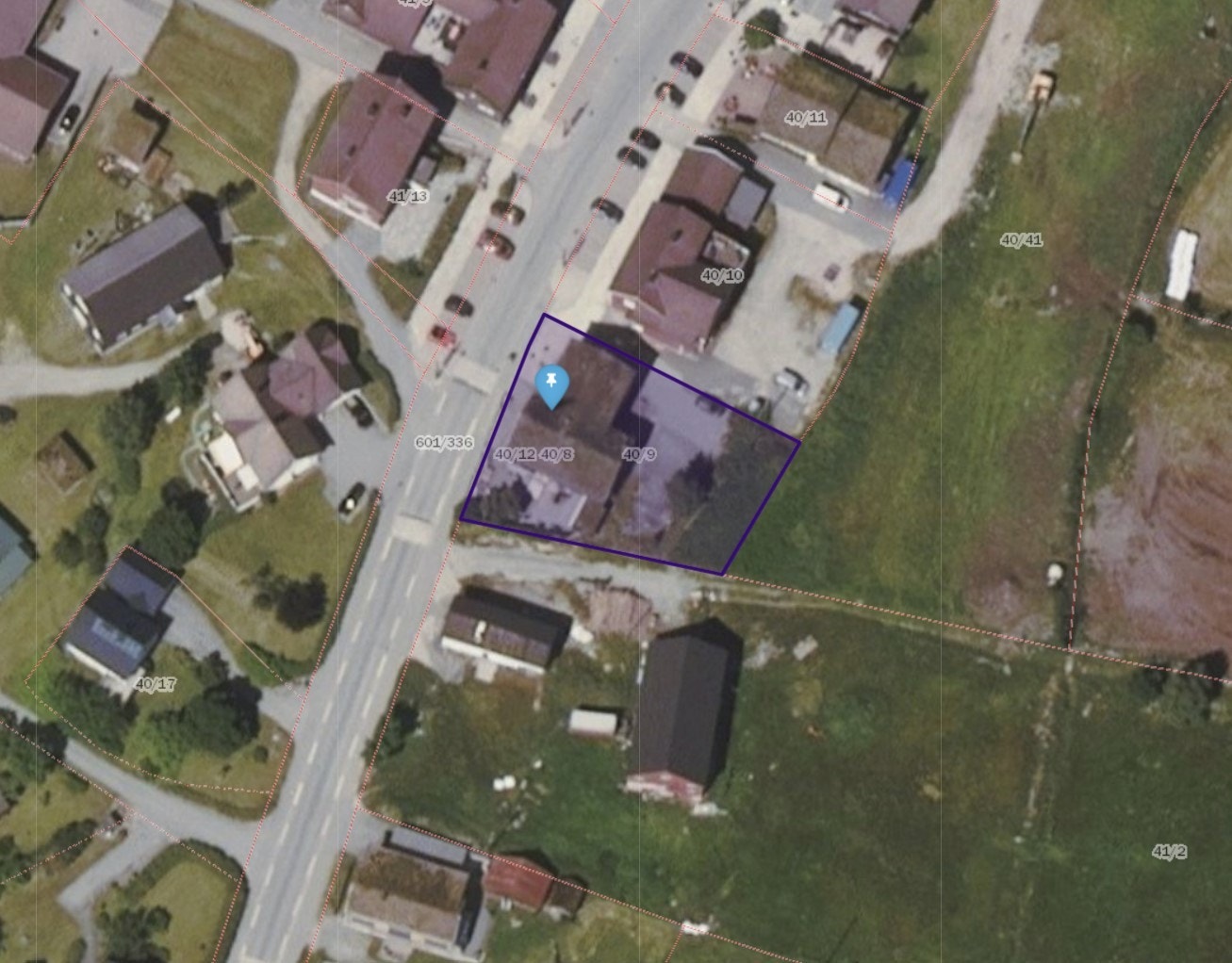 Flyfoto markert tomt Galleribilde