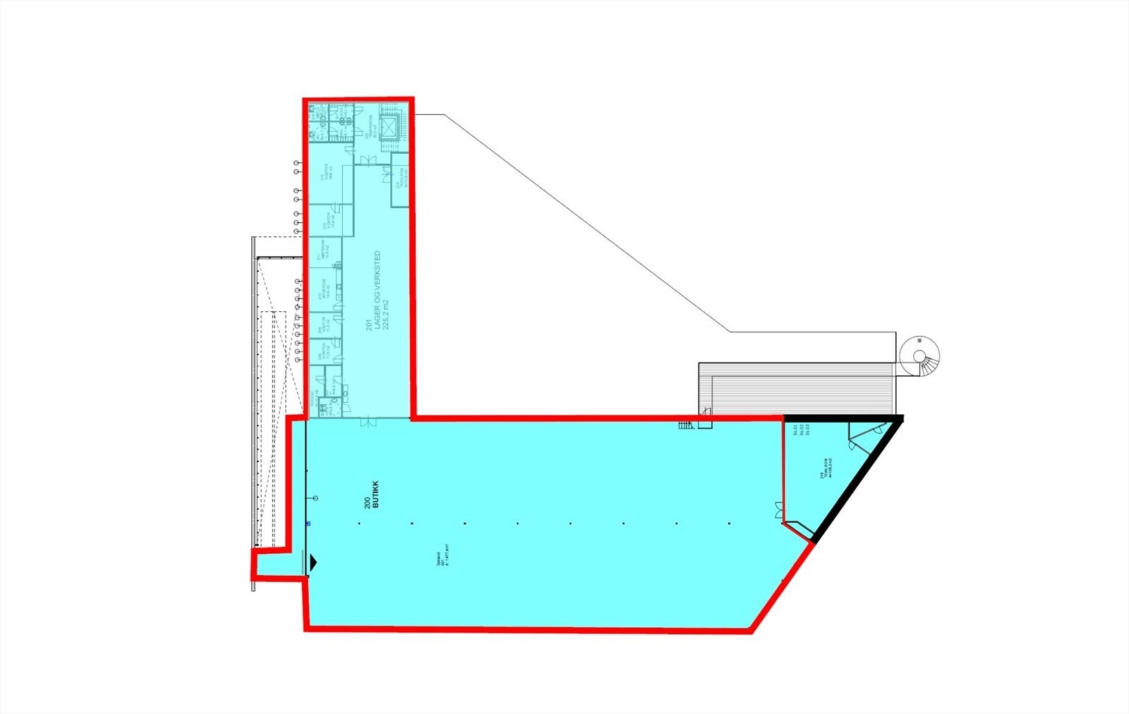 Plantegning 2. etg - Butikkareal Galleribilde
