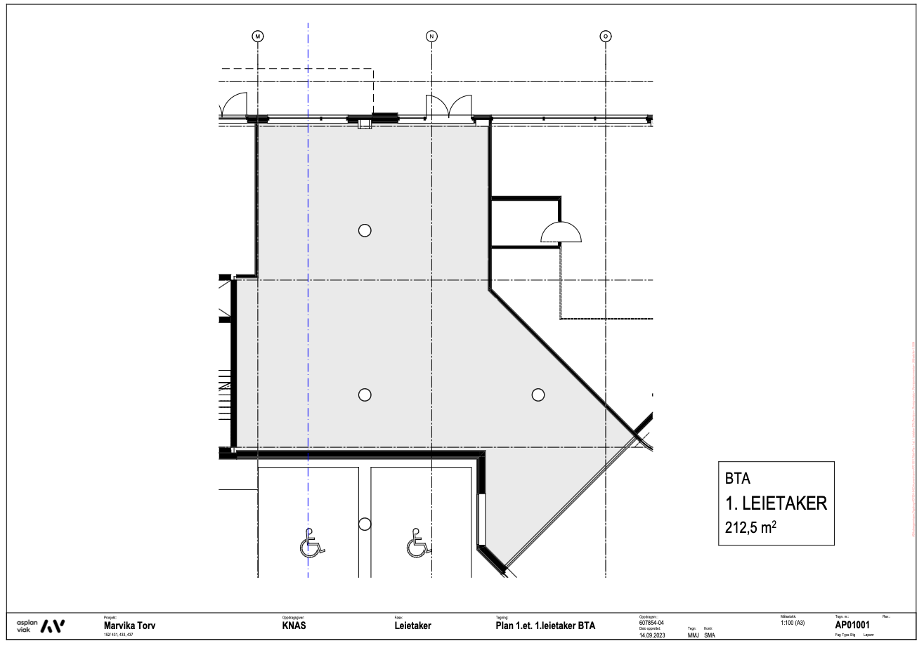 Plantegning av ledig areal ca. 200 kvm BTA Galleribilde