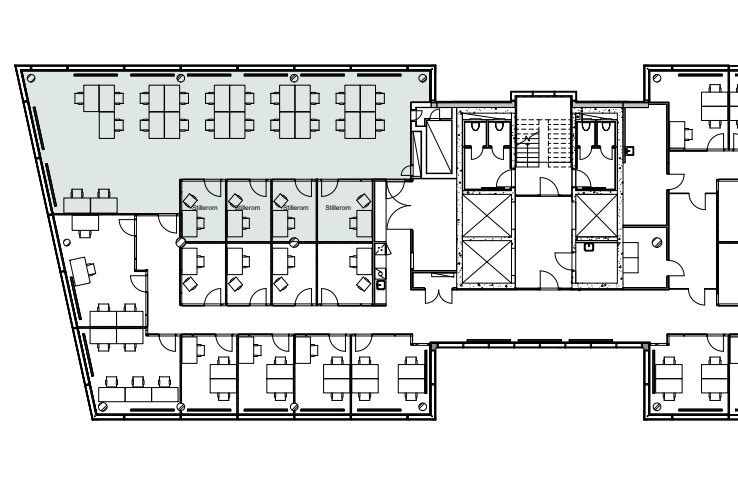 Ledig areal markert i grønt. Galleribilde