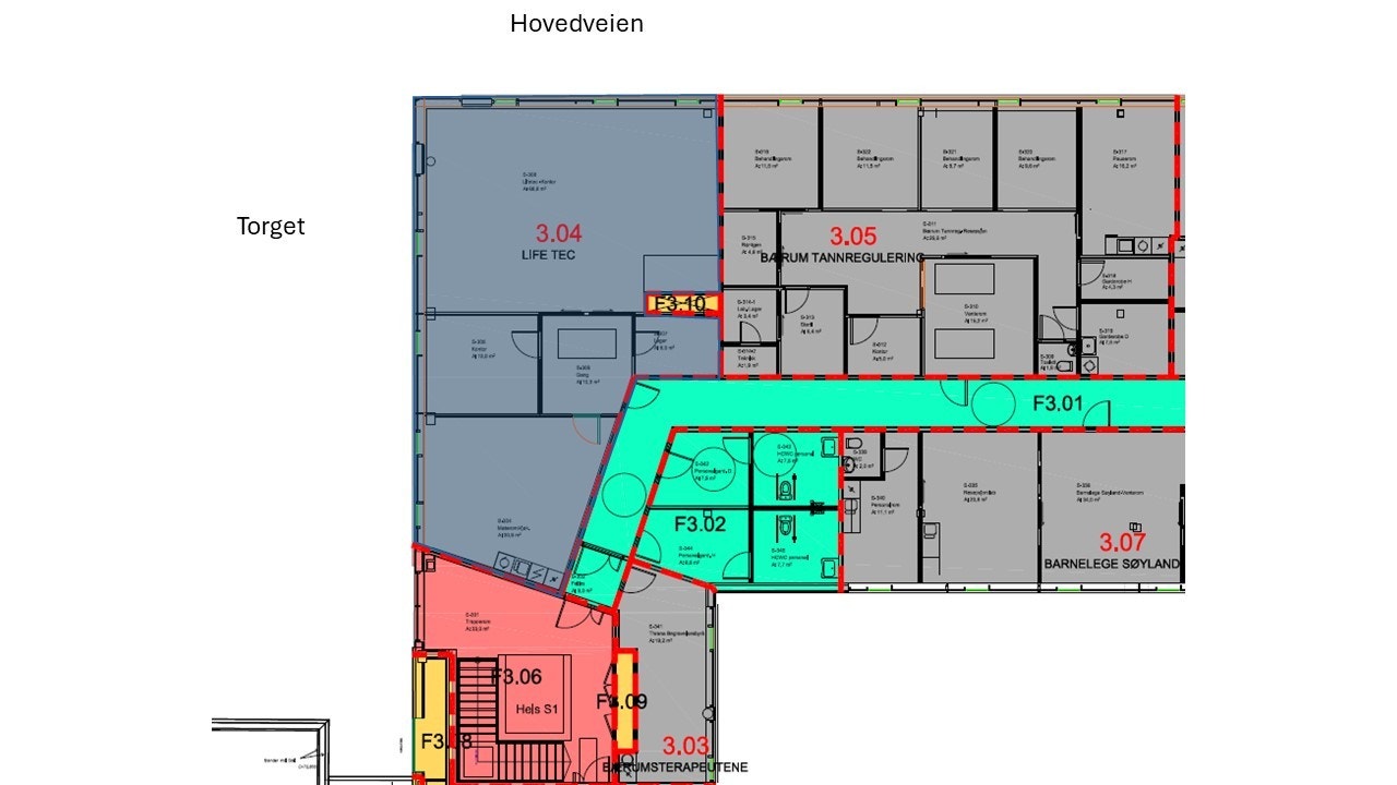 Arealene markert i blått Galleribilde