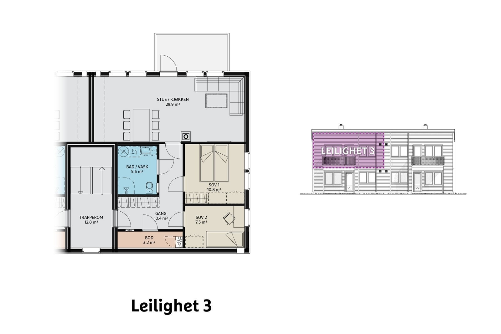 Plantegning leilighet 3 Galleribilde