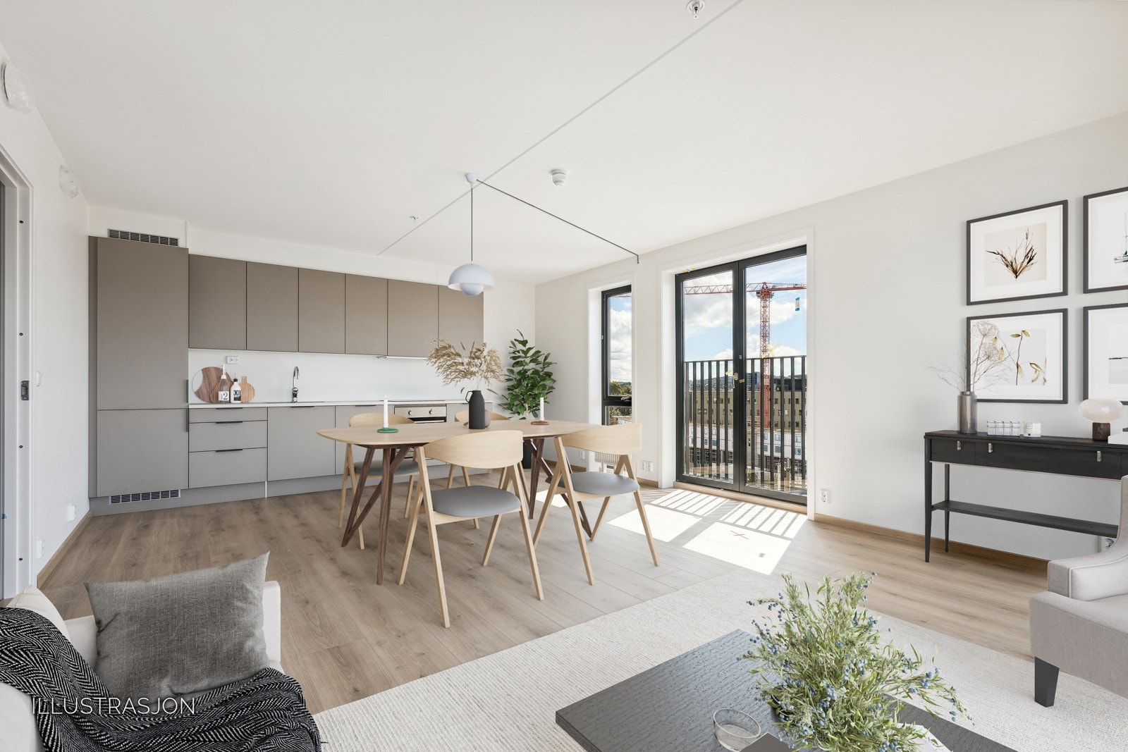 Digital styling - bildene er kun ment som illustrasjon. Bildene er tatt fra tilsvarende leilighet i 8. etasje (8002). Galleribilde