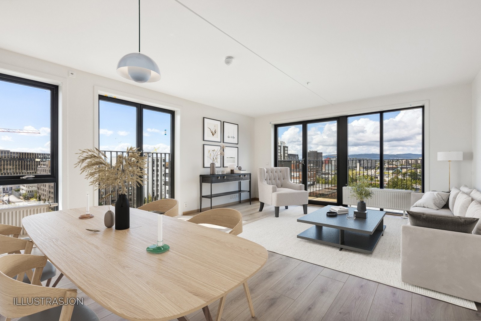 Digital styling - bildene er kun ment som illustrasjon. Bildene er tatt fra tilsvarende leilighet i 8. etasje (8002). Galleribilde