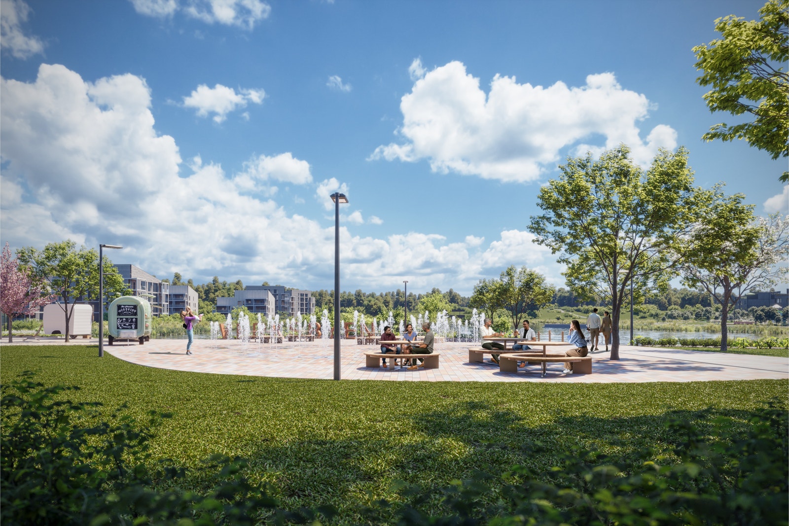 Illustrasjon av Verksparken - bytorget - bygging starter 2025 Galleribilde